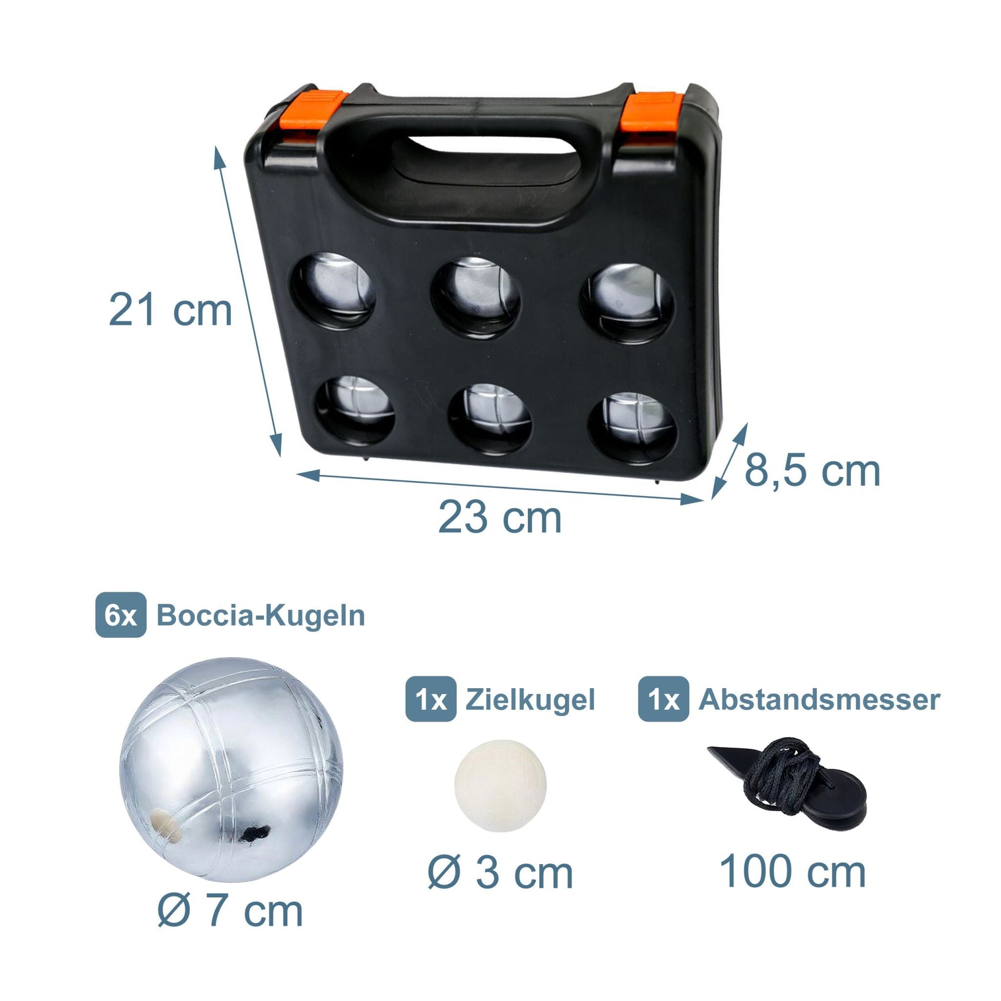 Boule Kugelset mit 6 Kugeln Orange-Schwarz-Silber von Relaxdays