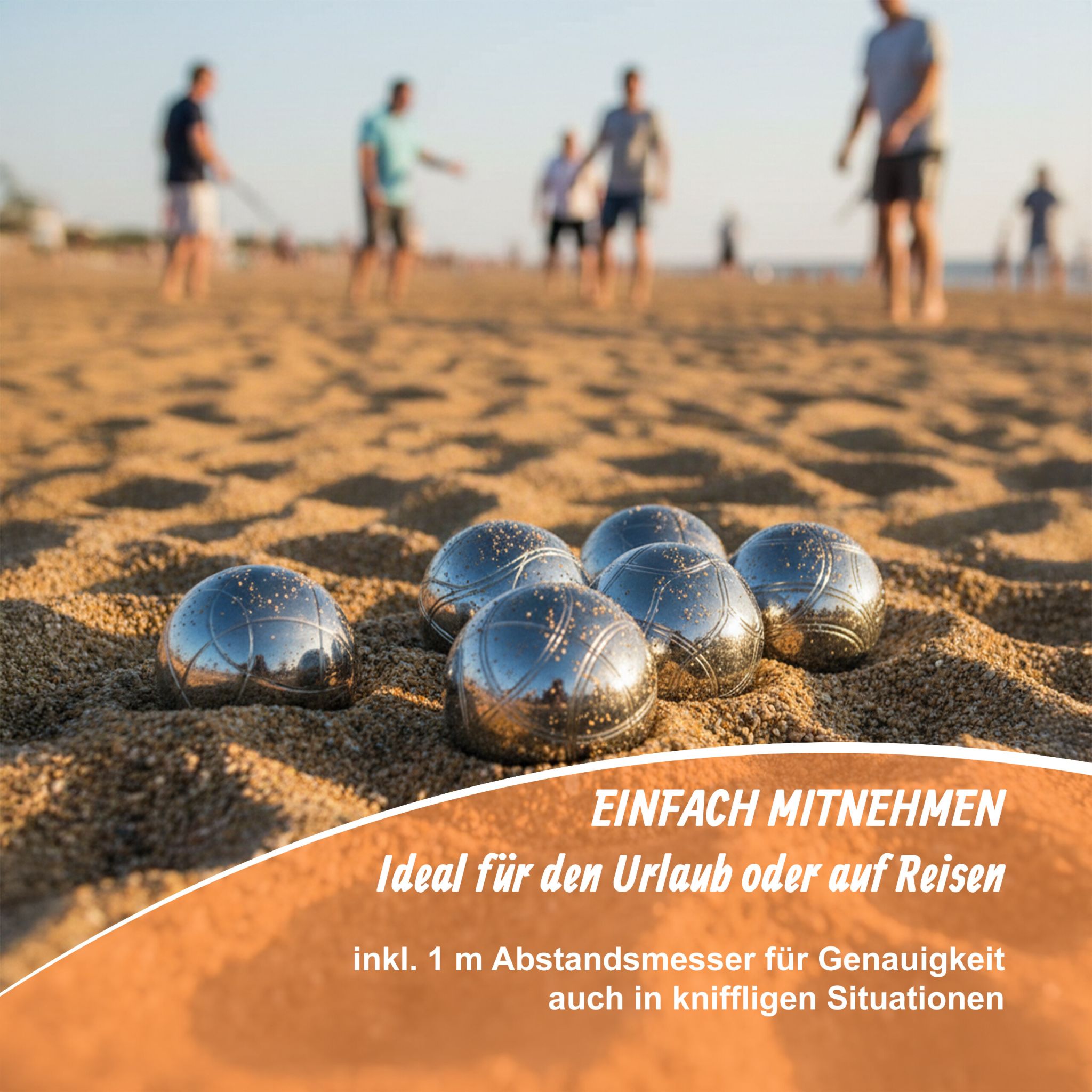 Boule Kugelset mit 6 Kugeln Orange-Schwarz-Silber von Relaxdays