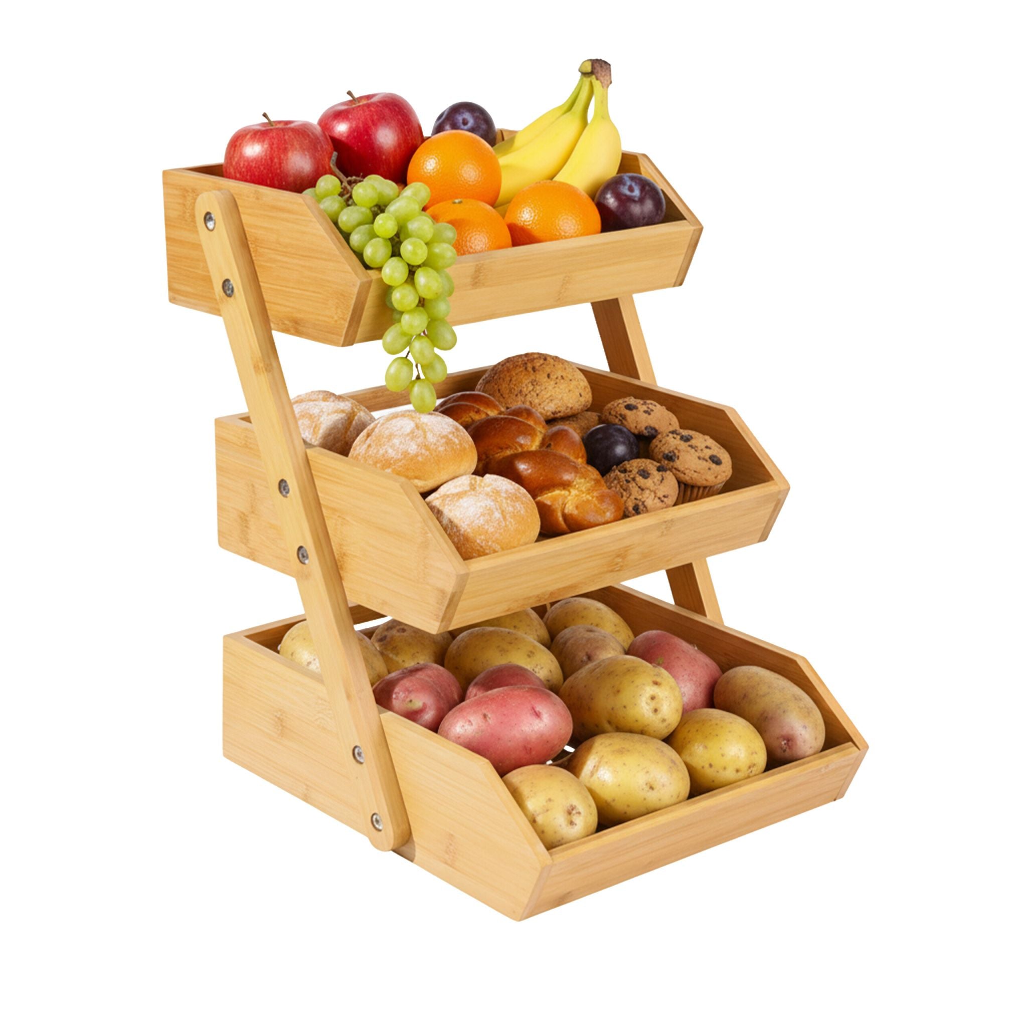 Obst Etagere Bambus 3 Etagen Hellbraun von Relaxdays
