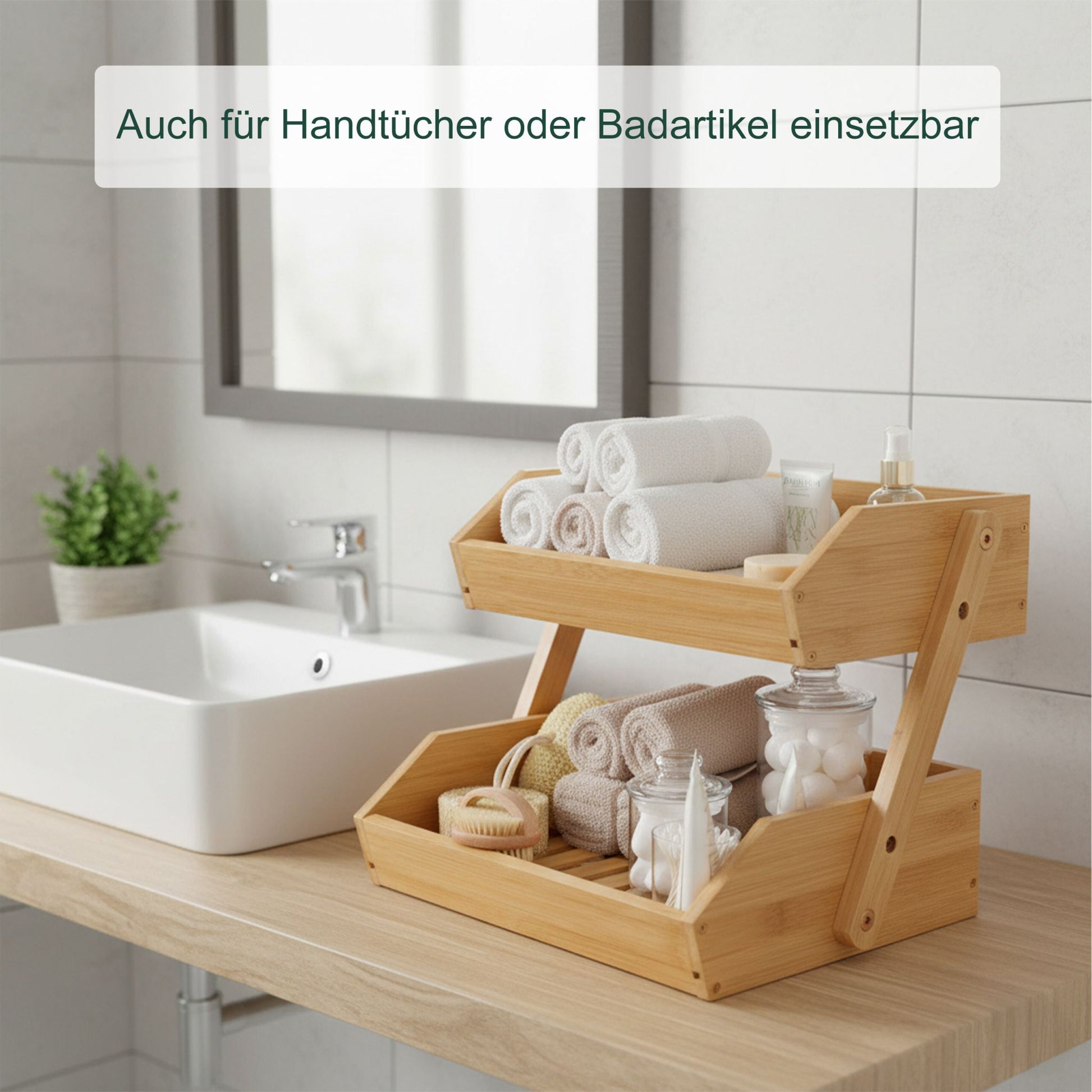 Obst Etagere Bambus 2 Etagen Hellbraun von Relaxdays