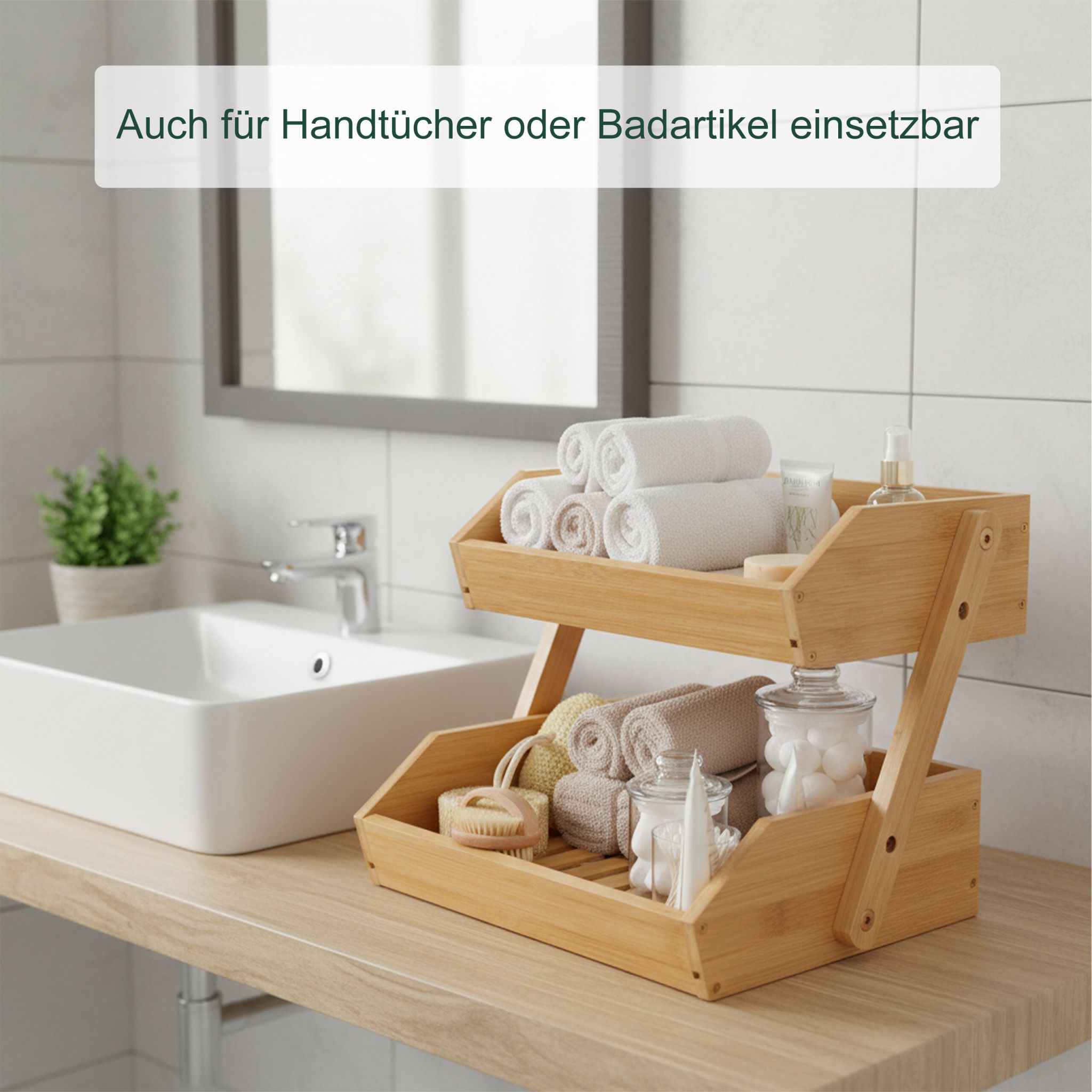 Obst Etagere Bambus 2 Etagen Hellbraun von Relaxdays