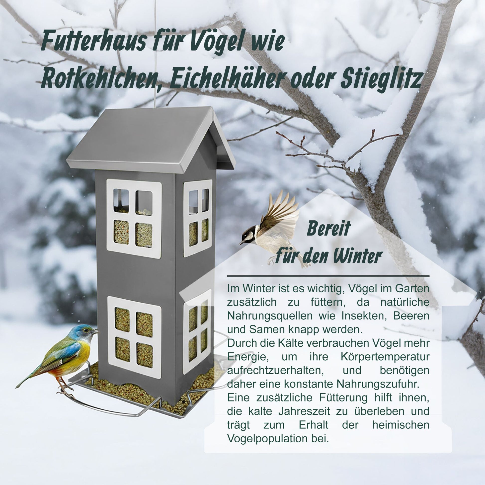 Vogelhaus zum Aufhängen Weiss-Silber-Grau von Relaxdays