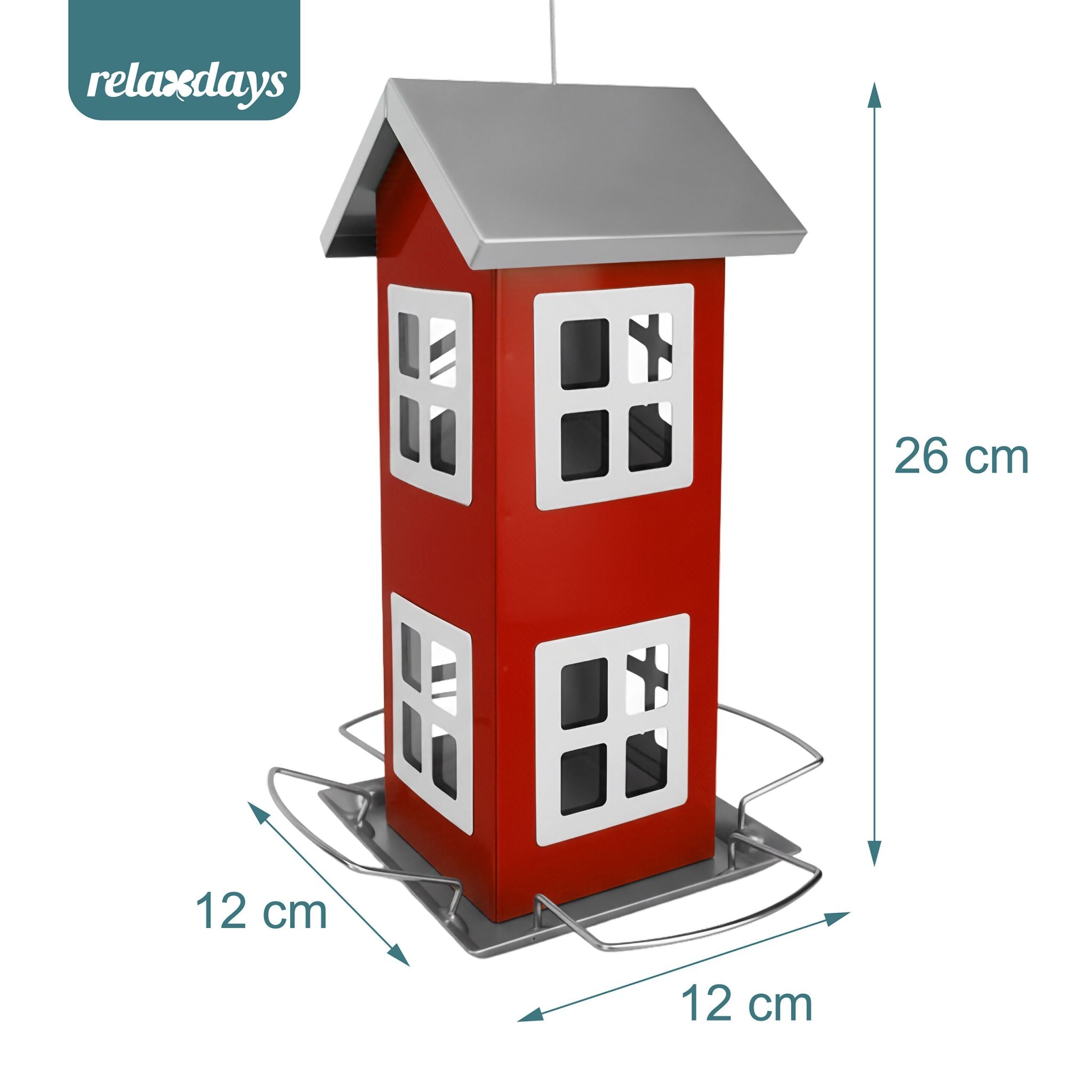 Vogelhaus zum Aufhängen Weiss-Rot-Silber von Relaxdays
