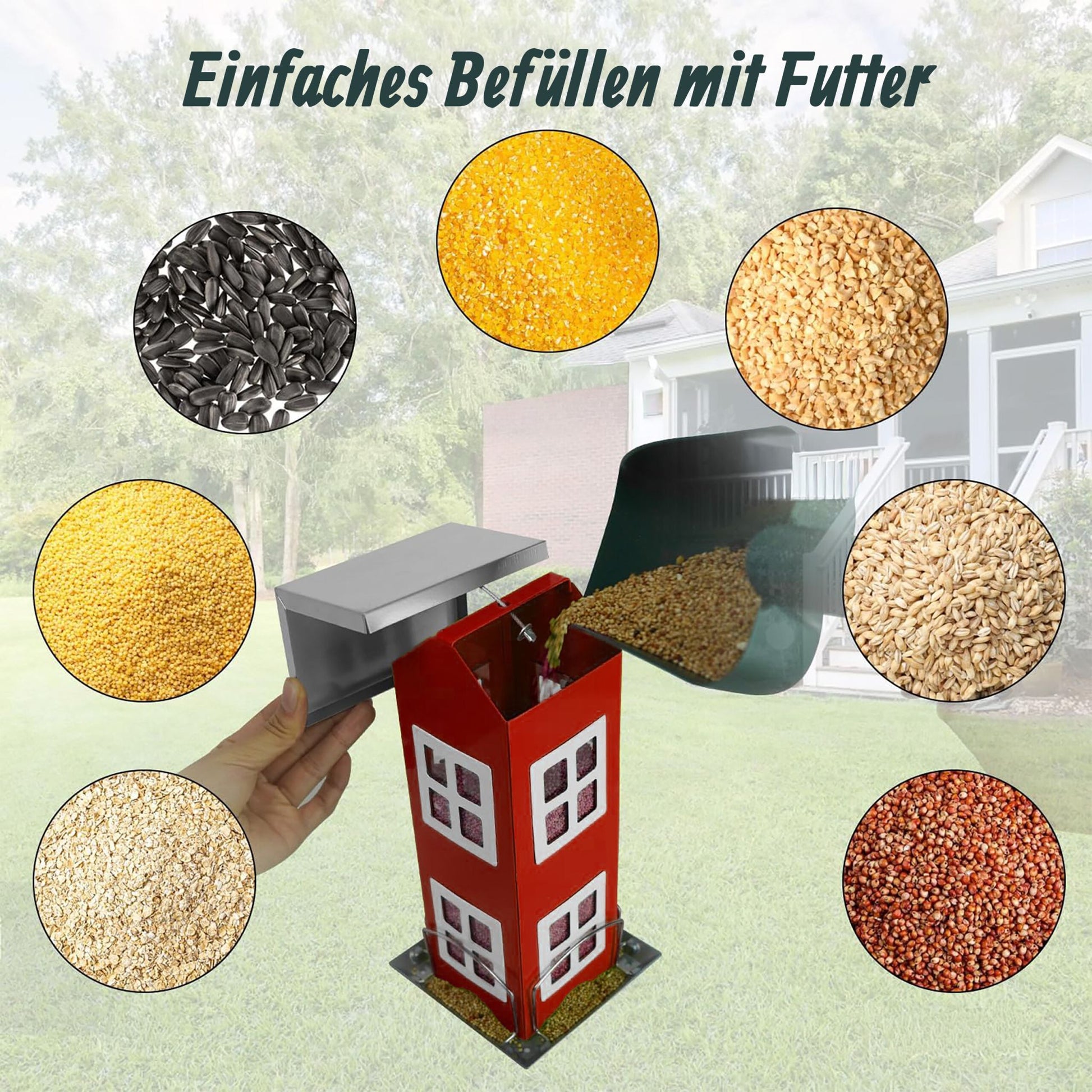 Vogelhaus zum Aufhängen Weiss-Rot-Silber von Relaxdays