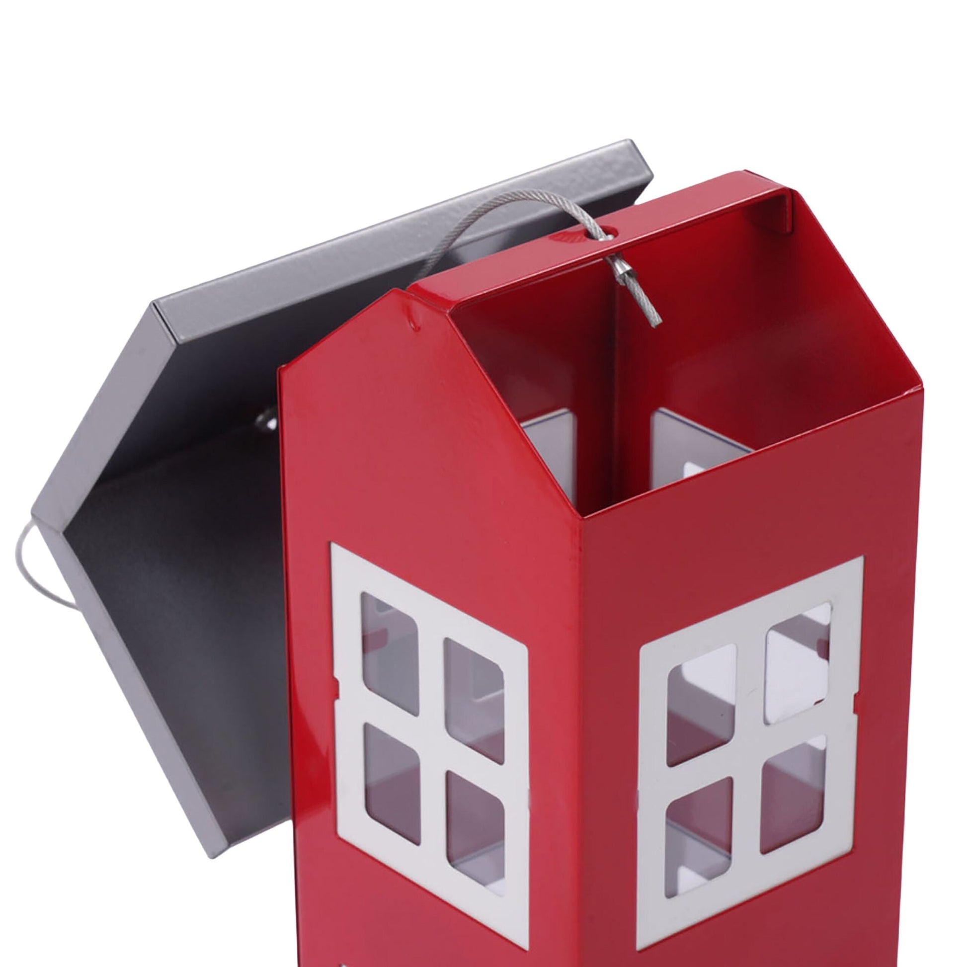 Vogelhaus zum Aufhängen Weiss-Rot-Silber von Relaxdays