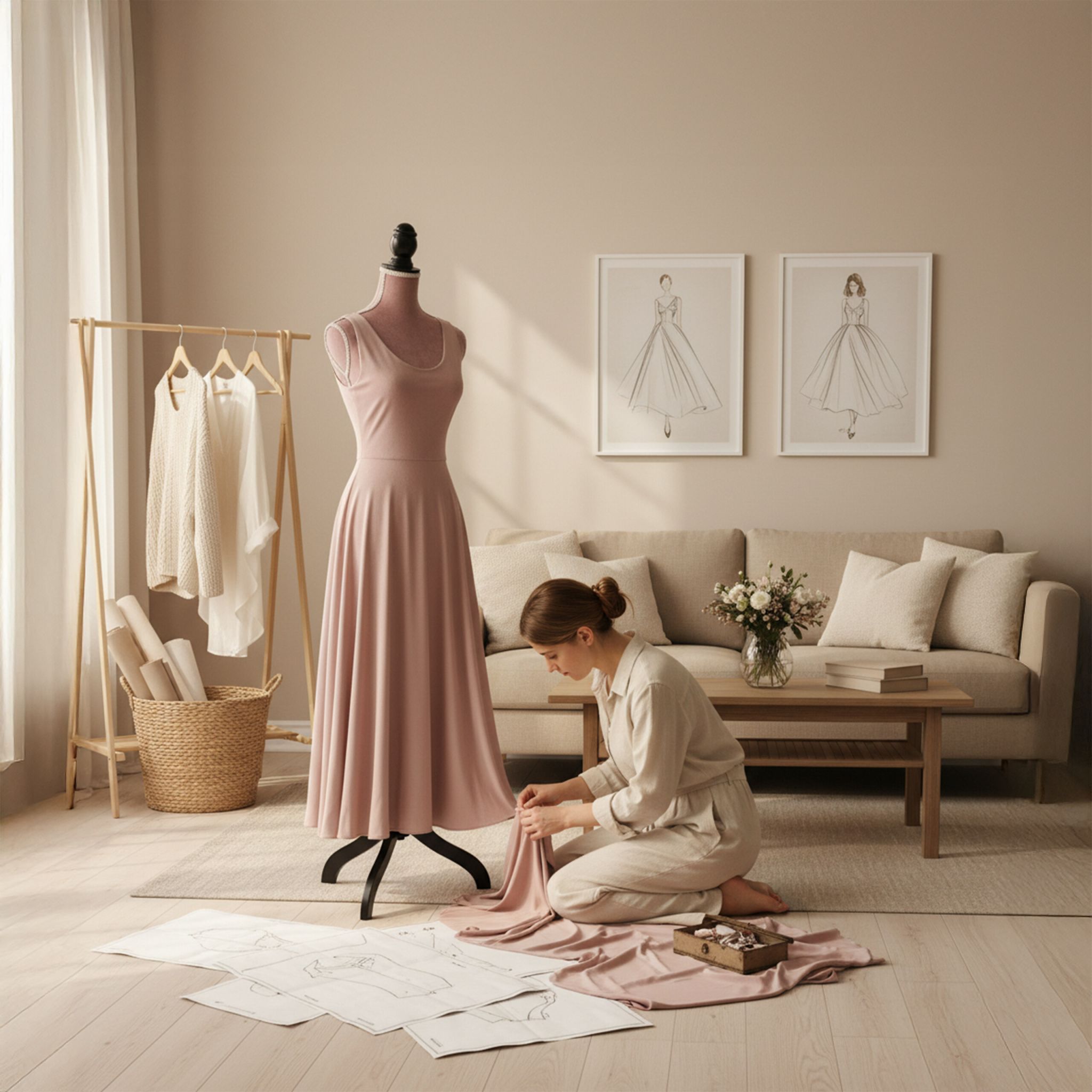 Weibliche Schneiderpuppe 36/38 Samt Rosa-Schwarz von Relaxdays