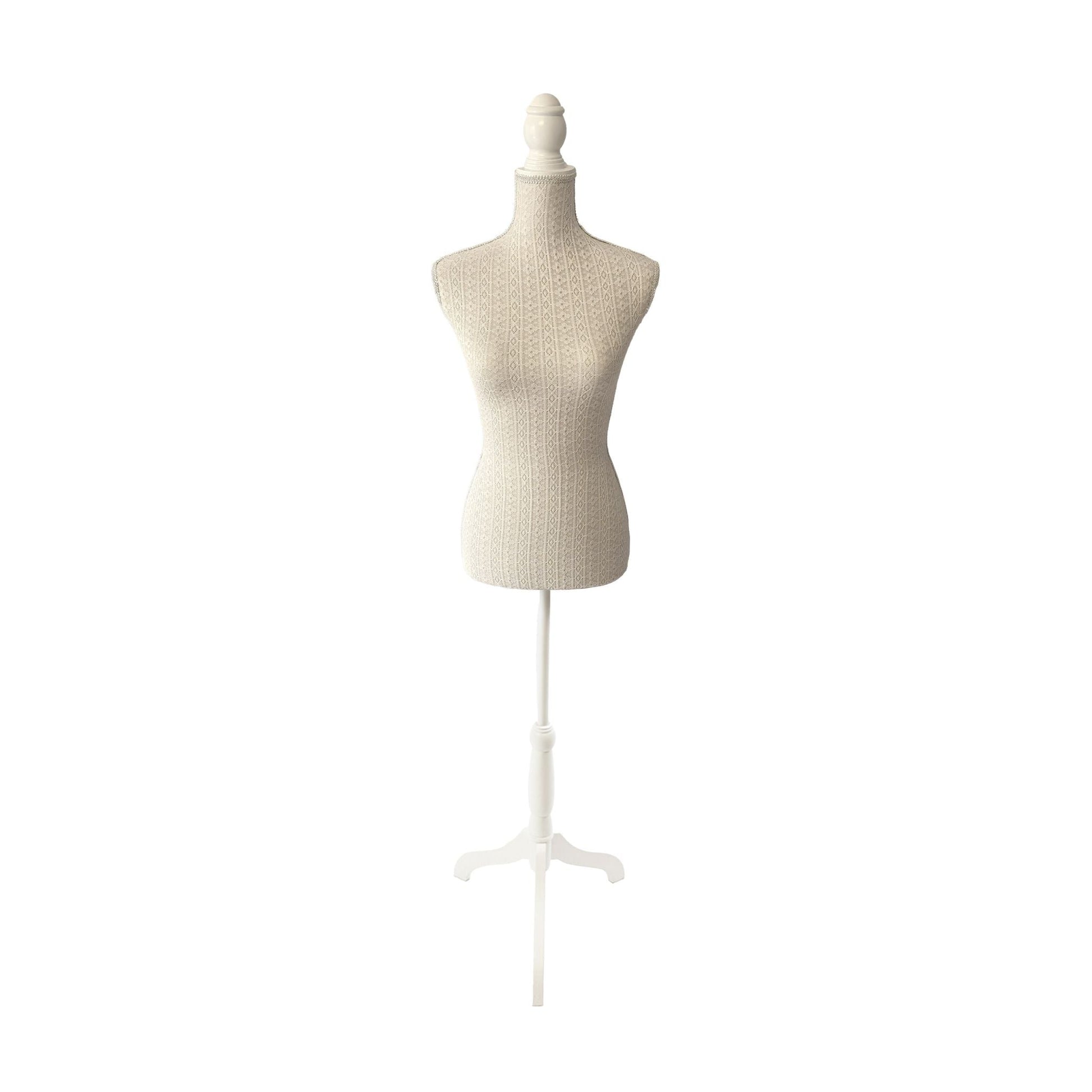Weibliche Schneiderpuppe 36/38 Spitze Beige-Weiss von Relaxdays