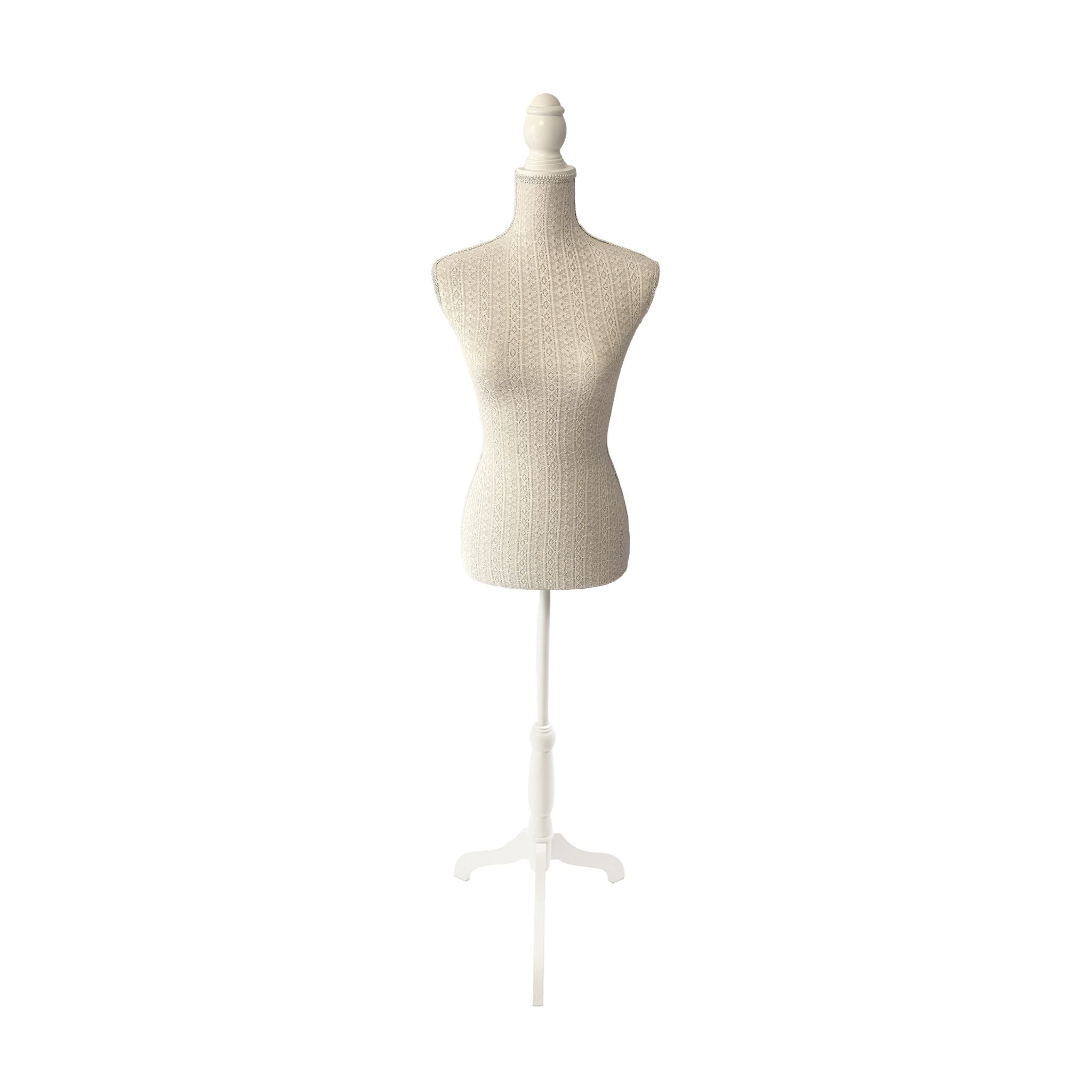 Weibliche Schneiderpuppe 36/38 Spitze Beige-Weiss von Relaxdays