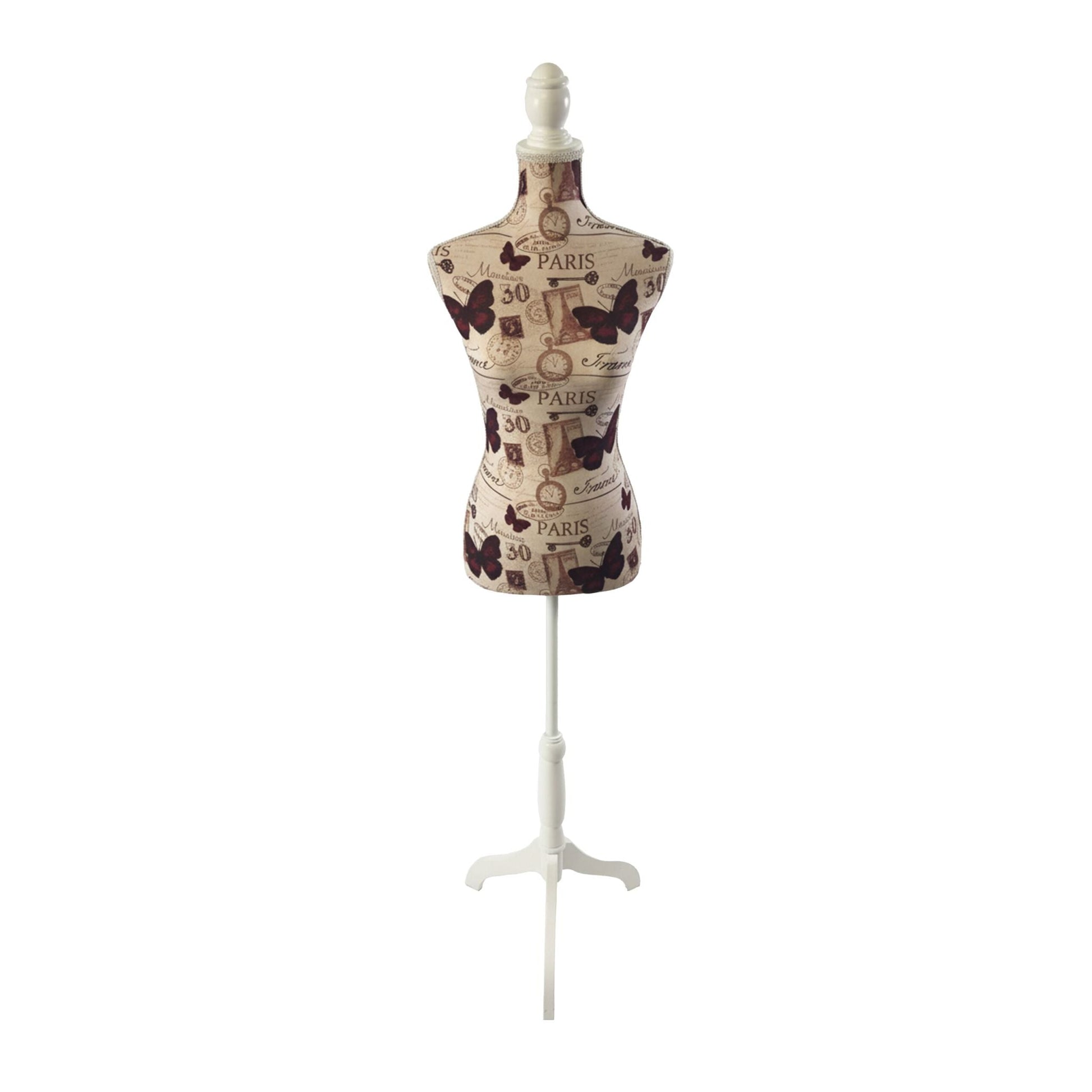 Weibliche Schneiderpuppe 36/38 Paris Beige-Weiss-Dunkelrot von Relaxdays
