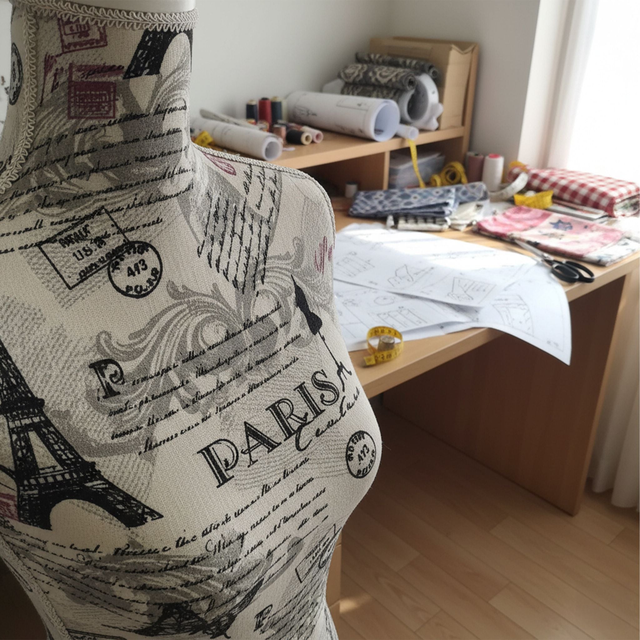 Weibliche Schneiderpuppe 36/38 Paris Beige-Weiss-Schwarz von Relaxdays