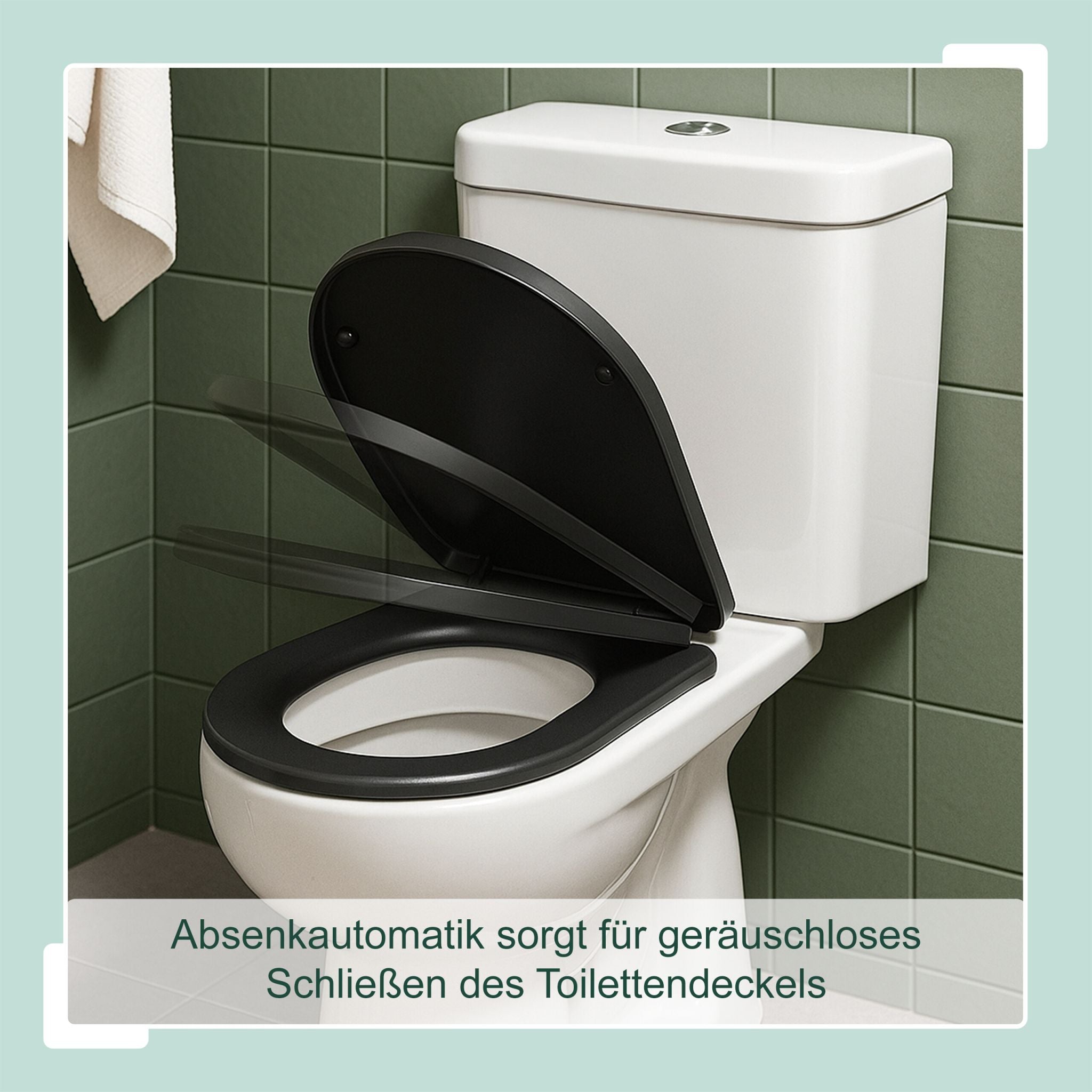 Toilettendeckel mit Absenkautomatik Schwarz von Relaxdays