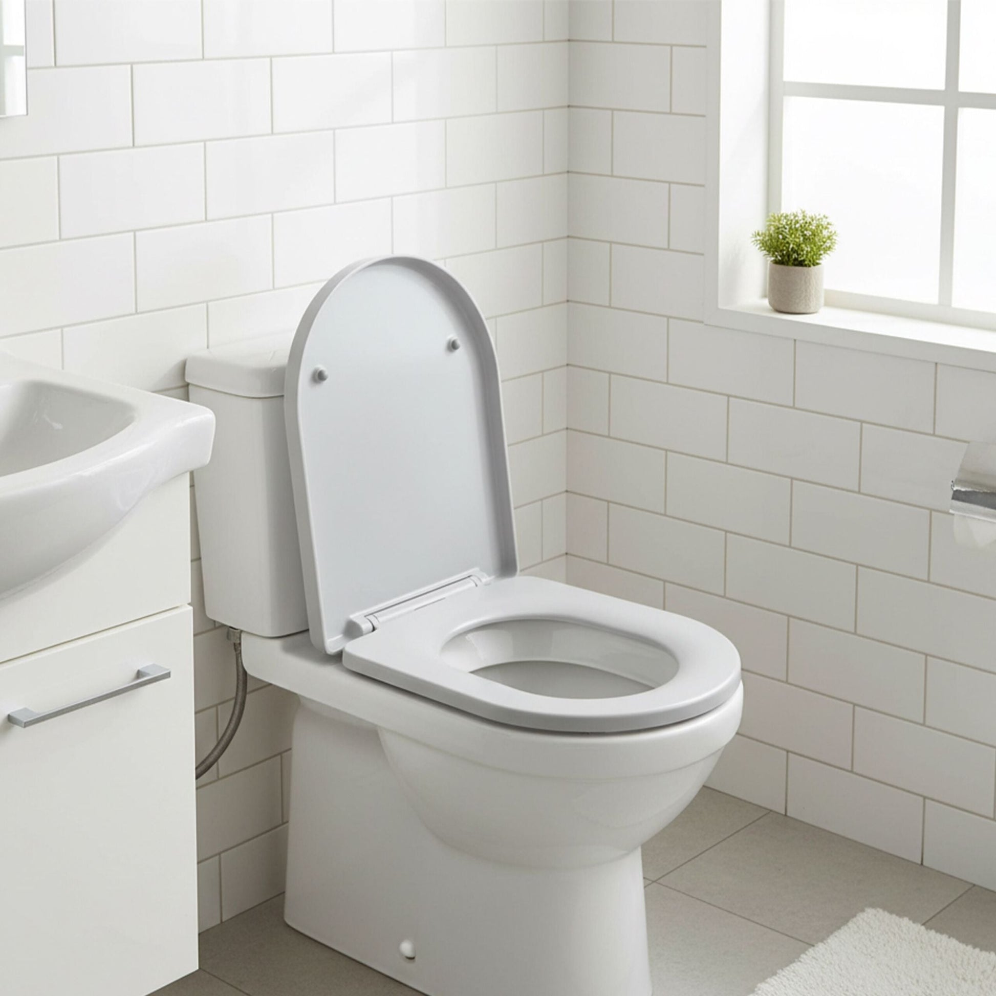 Toilettendeckel mit Absenkautomatik Weiss von Relaxdays