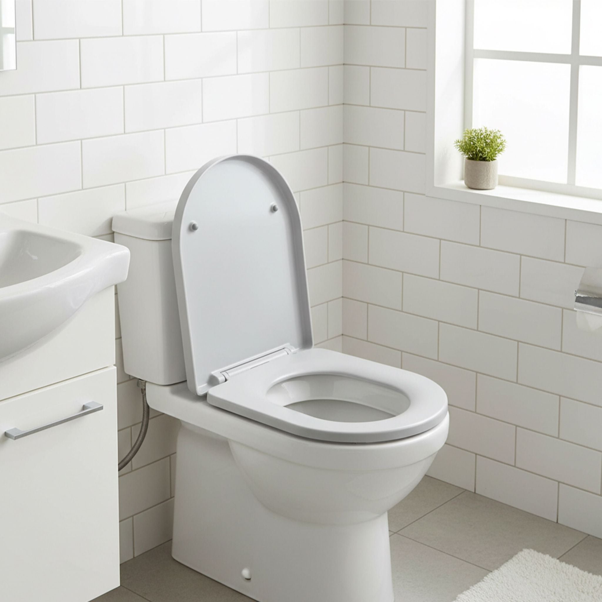 Toilettendeckel mit Absenkautomatik Weiss von Relaxdays