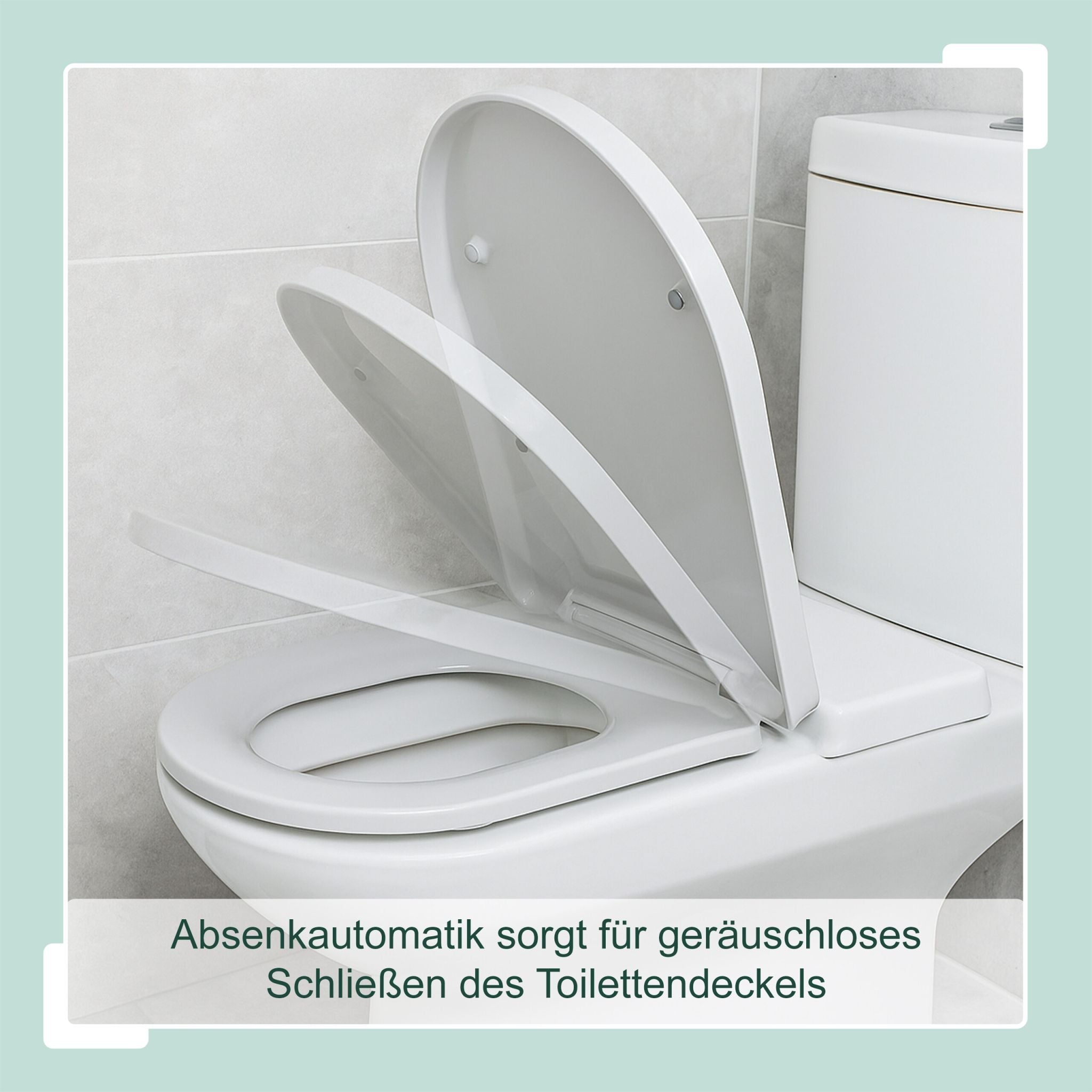 Toilettendeckel mit Absenkautomatik Weiss von Relaxdays