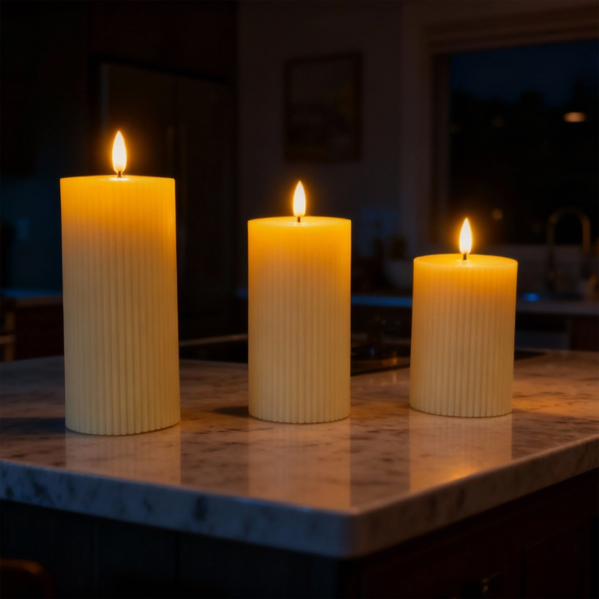 LED Kerzen 3er-Set Beige von Relaxdays