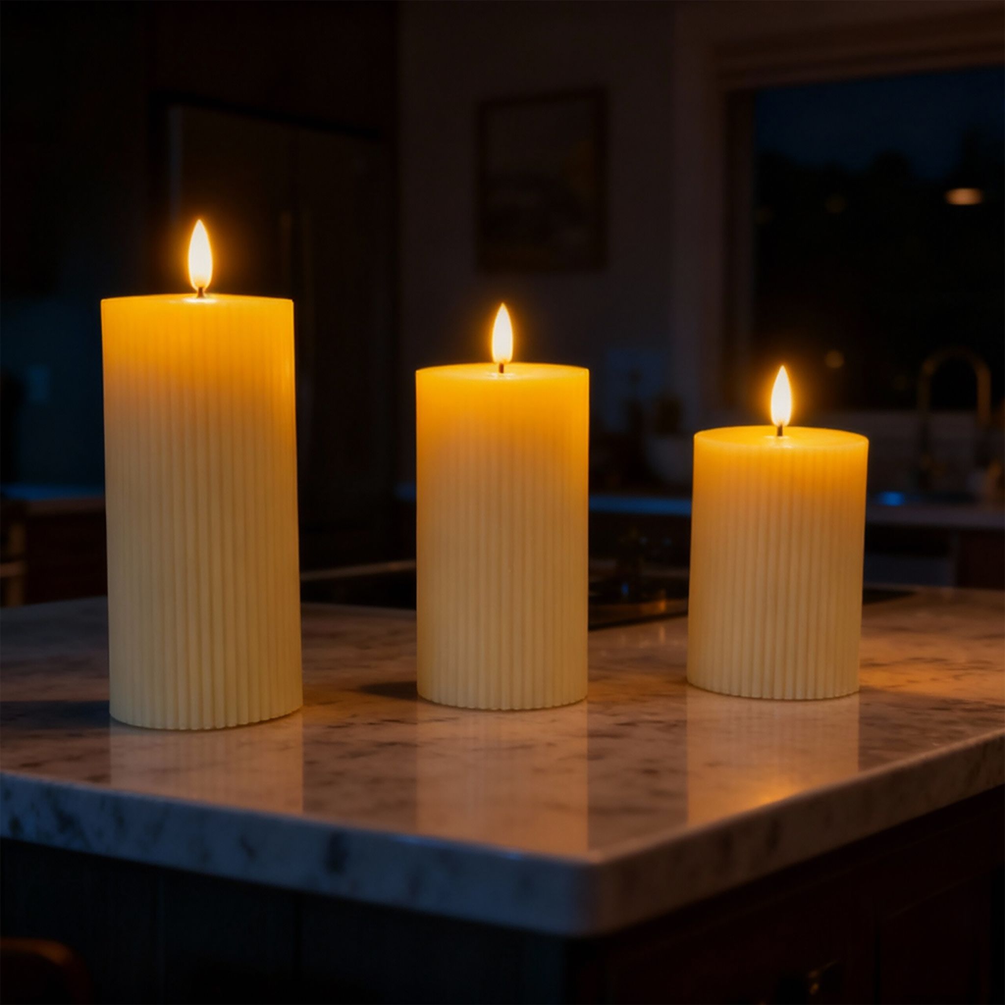LED Kerzen 3er-Set Beige von Relaxdays