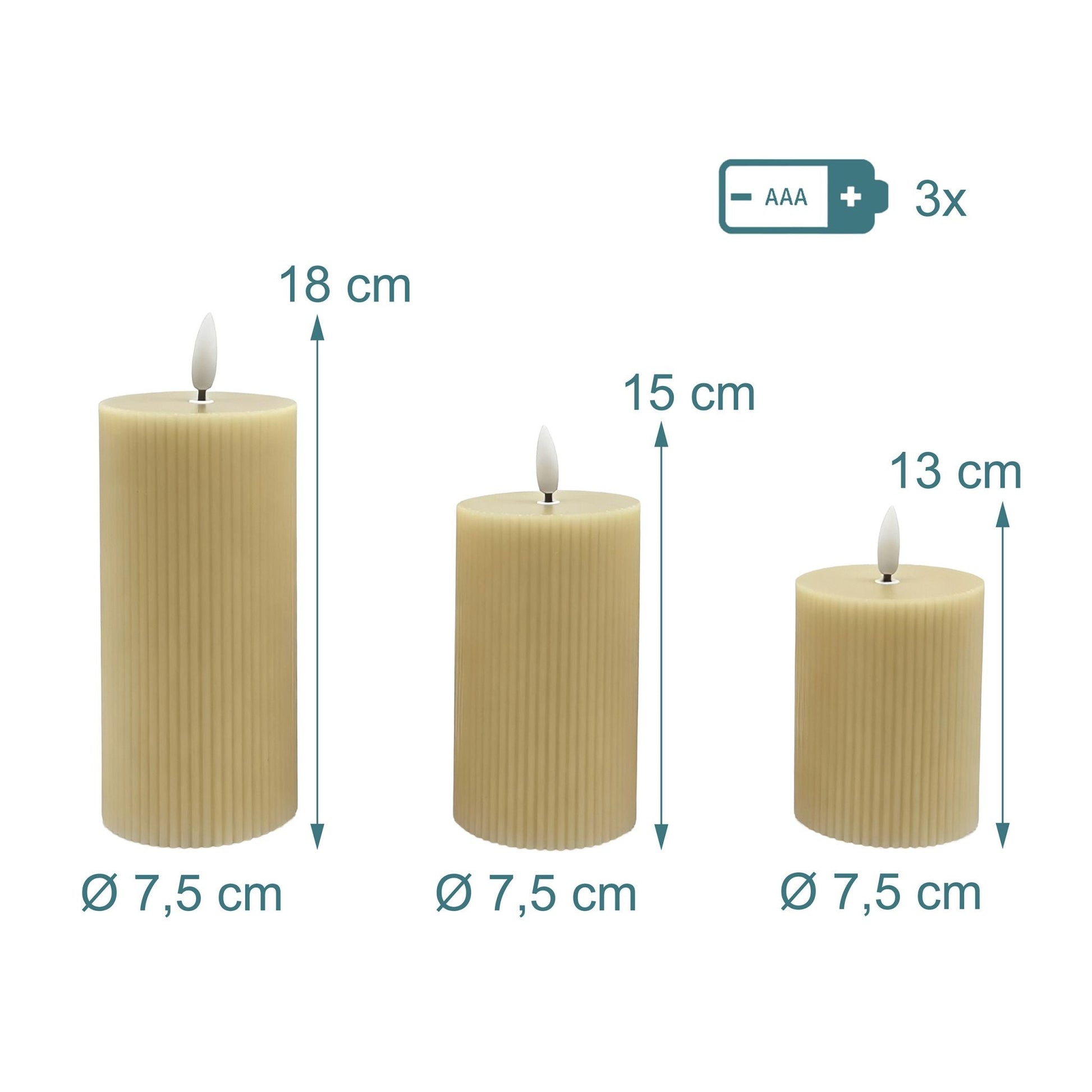 LED Kerzen 3er-Set Beige von Relaxdays