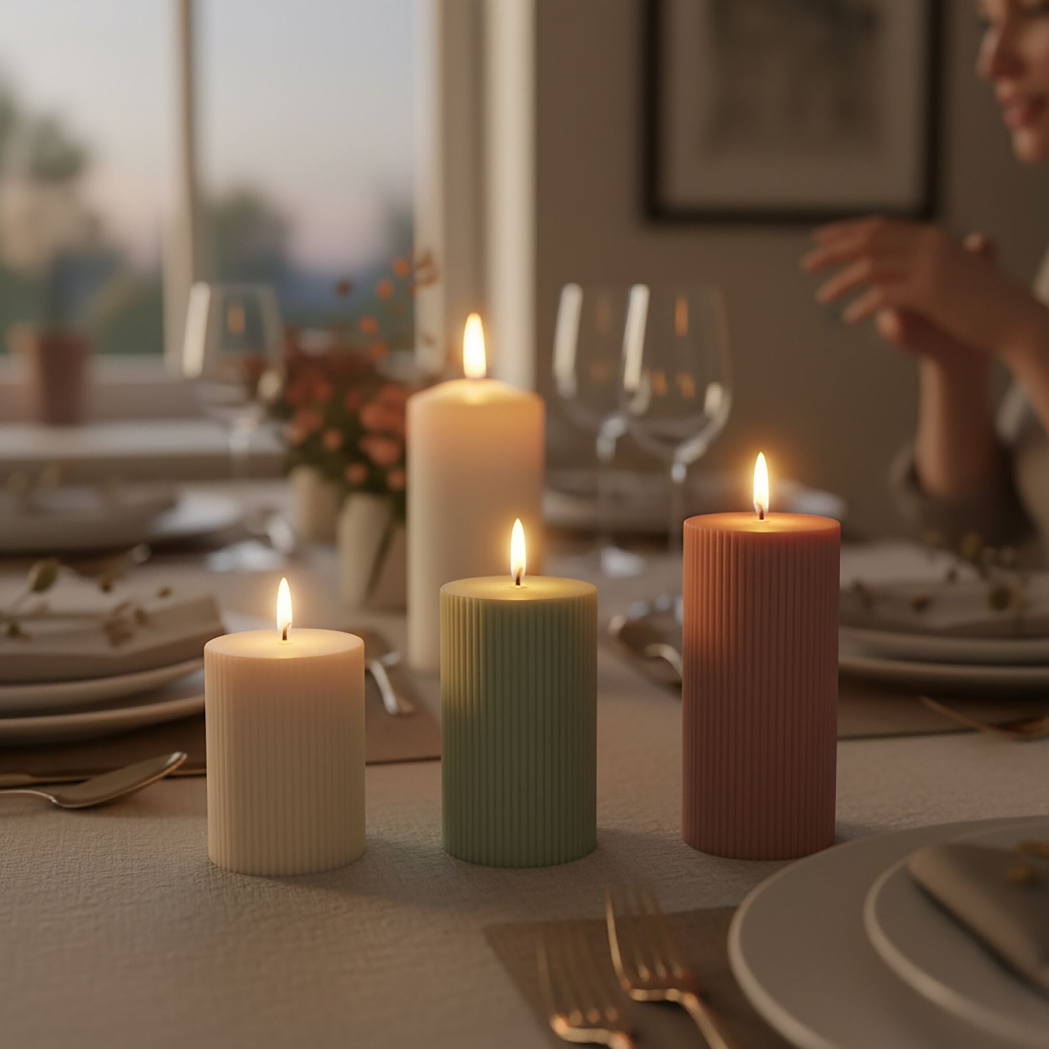 LED Kerzen 3er-Set Beige von Relaxdays