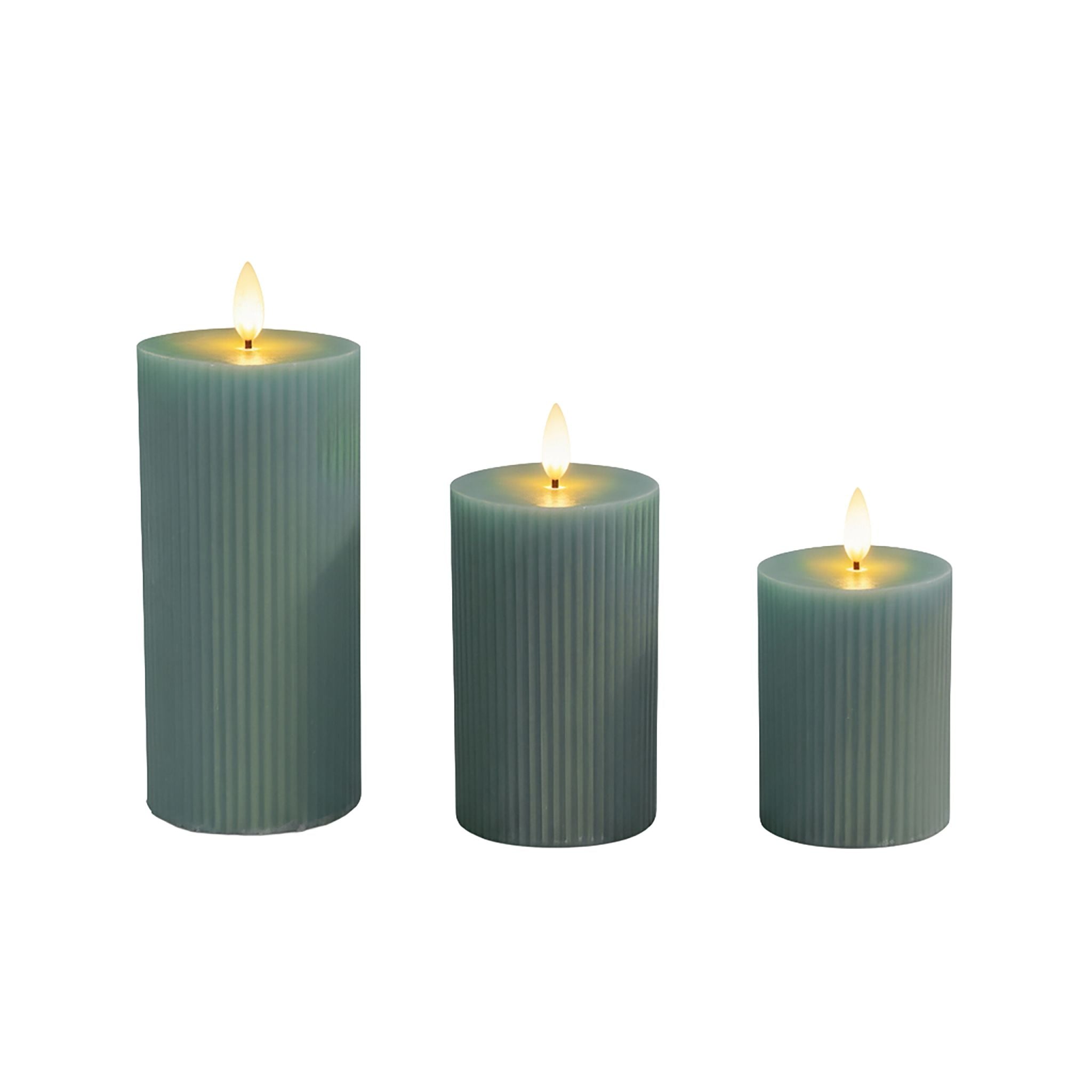 LED Kerzen 3er-Set Dunkelgrün von Relaxdays