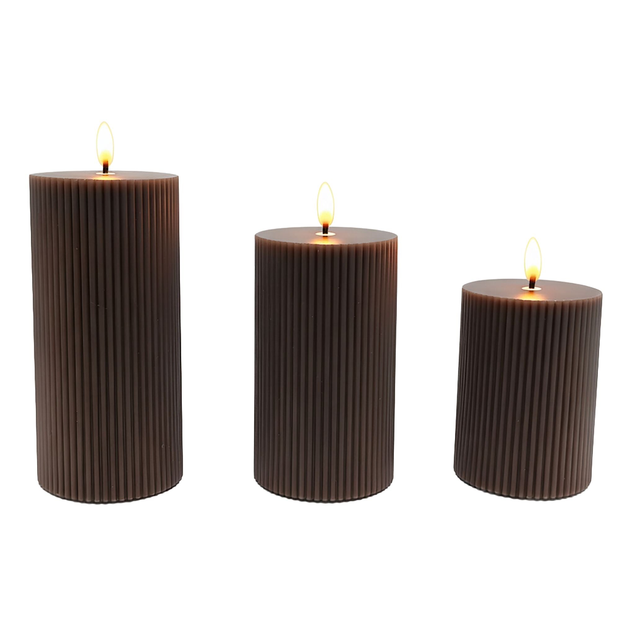 LED Kerzen 3er-Set Braun von Relaxdays