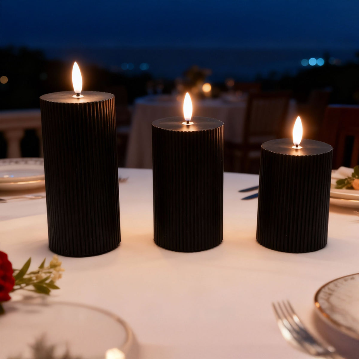 LED Kerzen 3er-Set Schwarz von Relaxdays