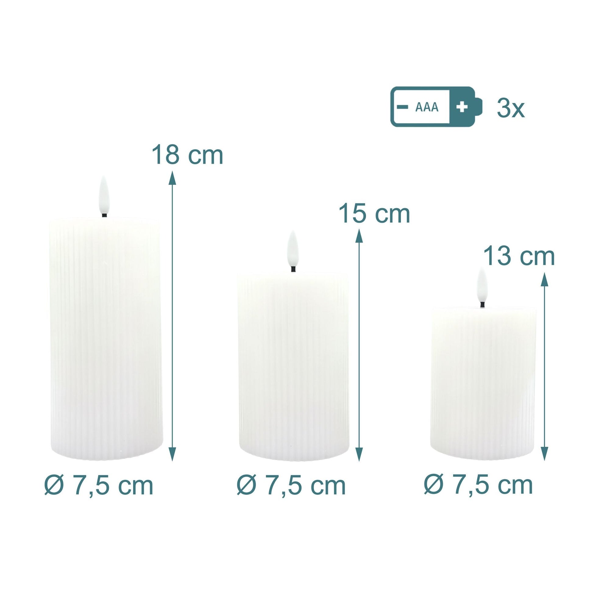 LED Kerzen 3er-Set Weiss von Relaxdays