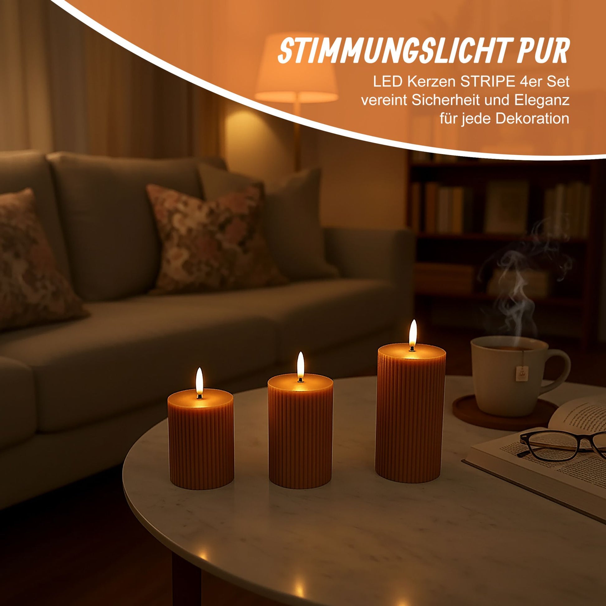 LED Kerzen 3er-Set Hellbraun von Relaxdays