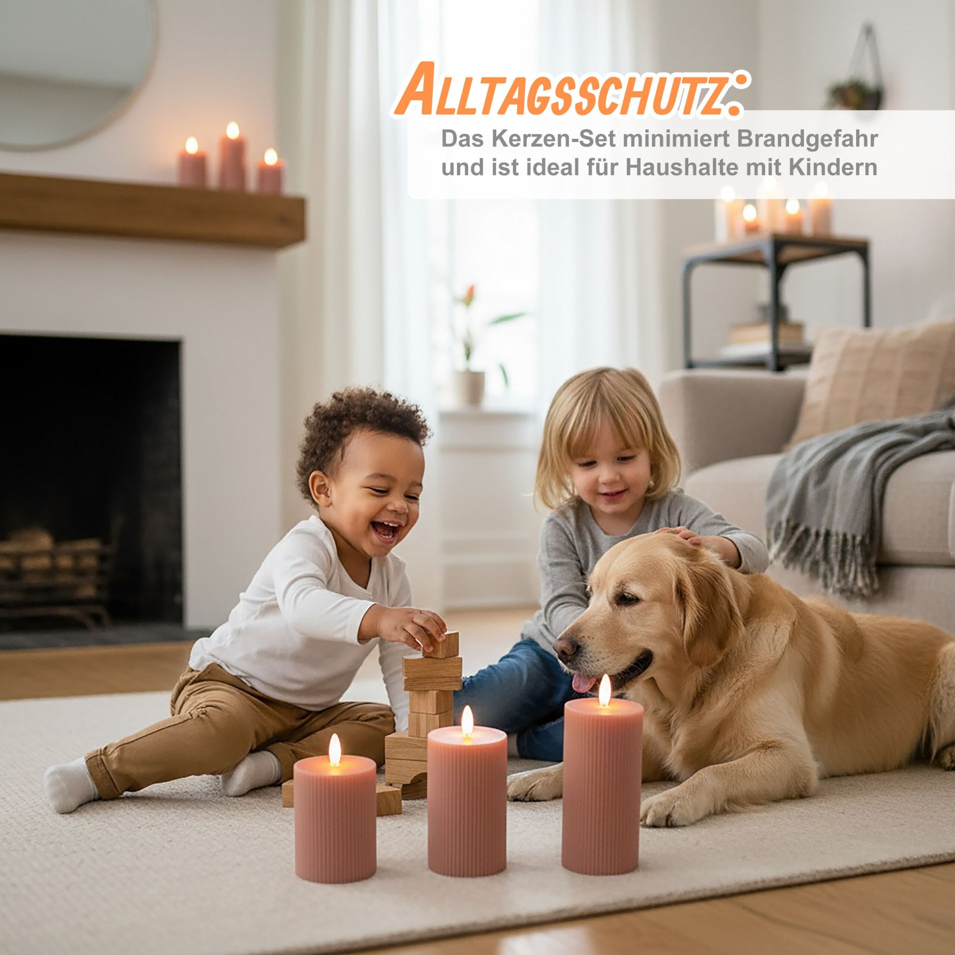 LED Kerzen 3er-Set Hellbraun von Relaxdays