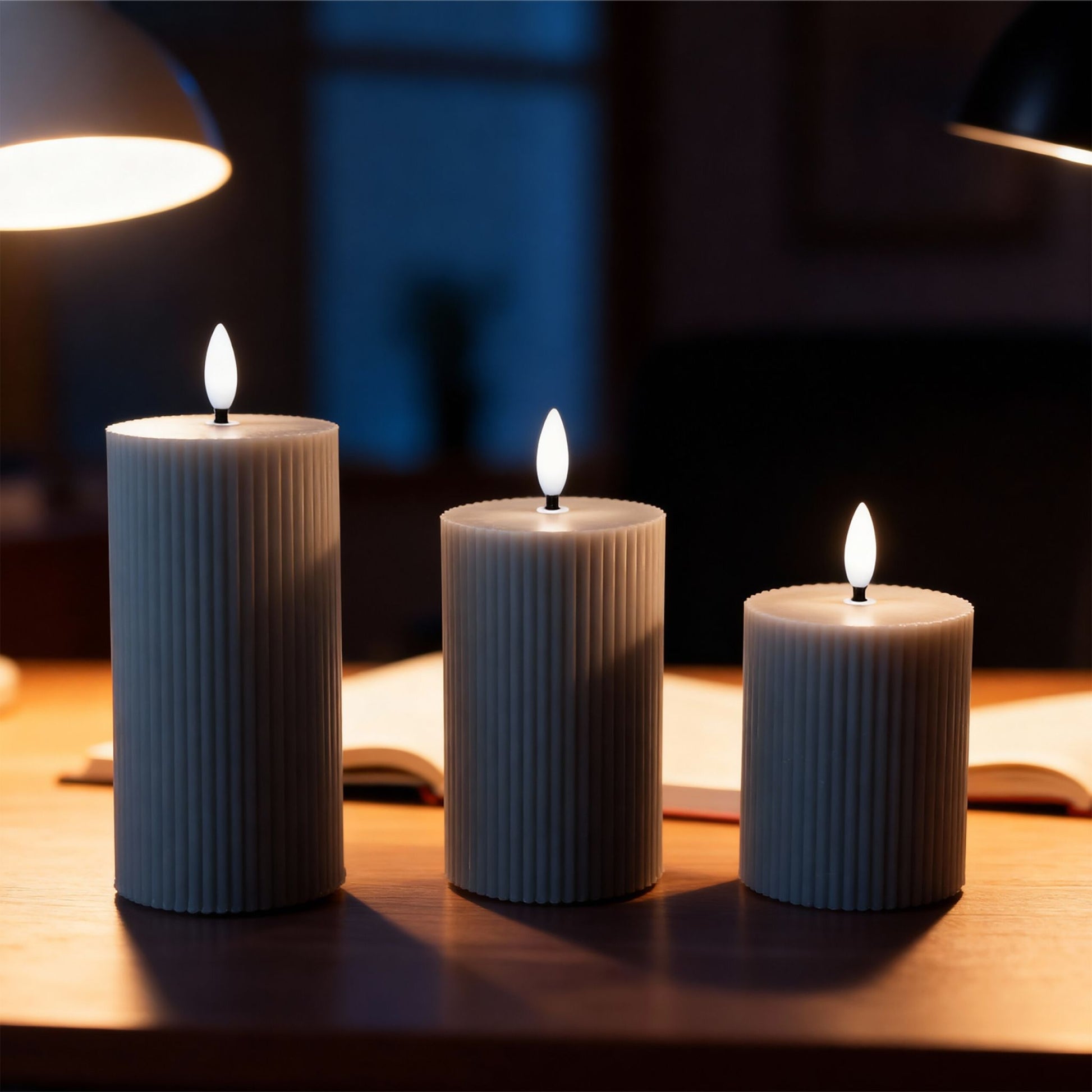 LED Kerzen 3er-Set Grau von Relaxdays