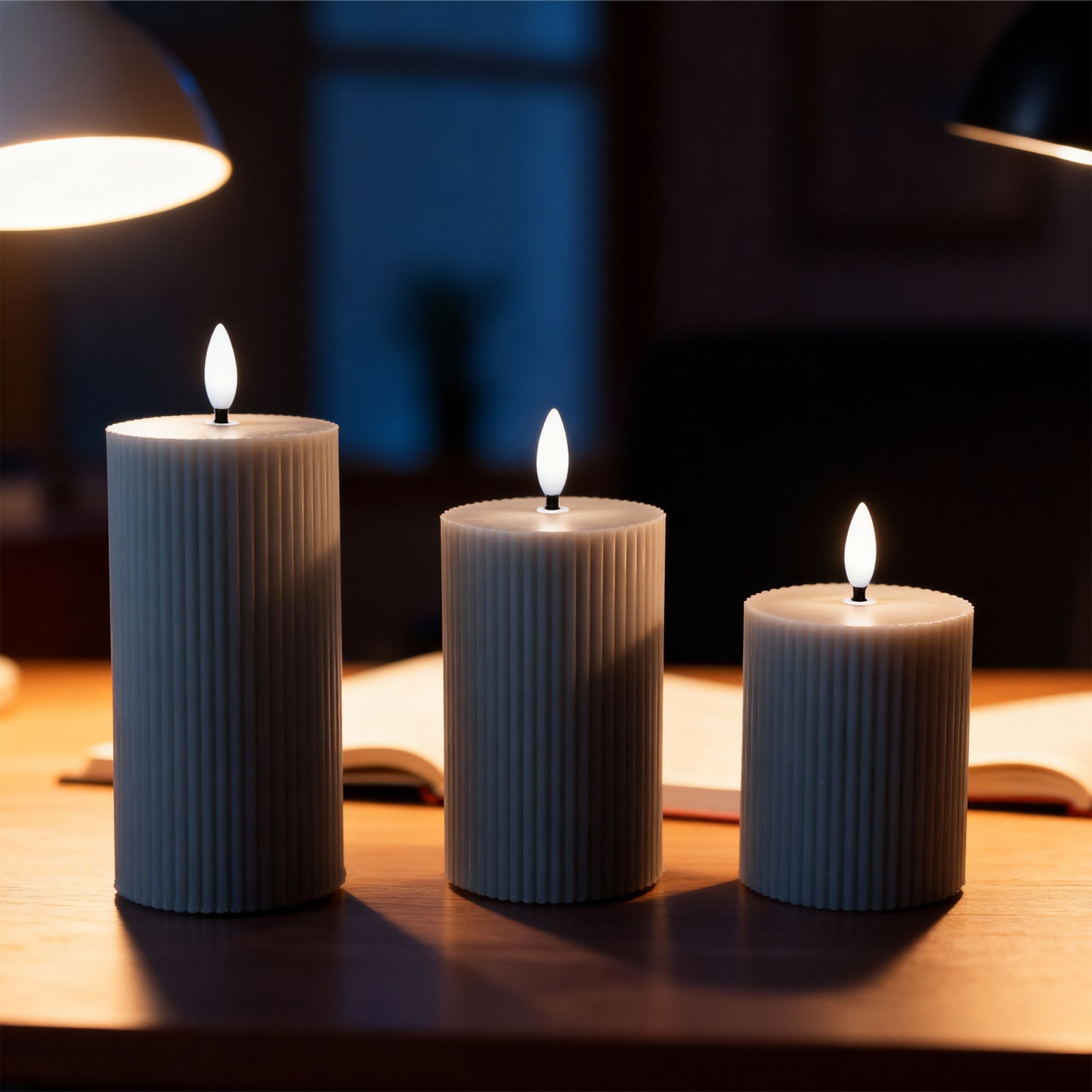 LED Kerzen 3er-Set Grau von Relaxdays