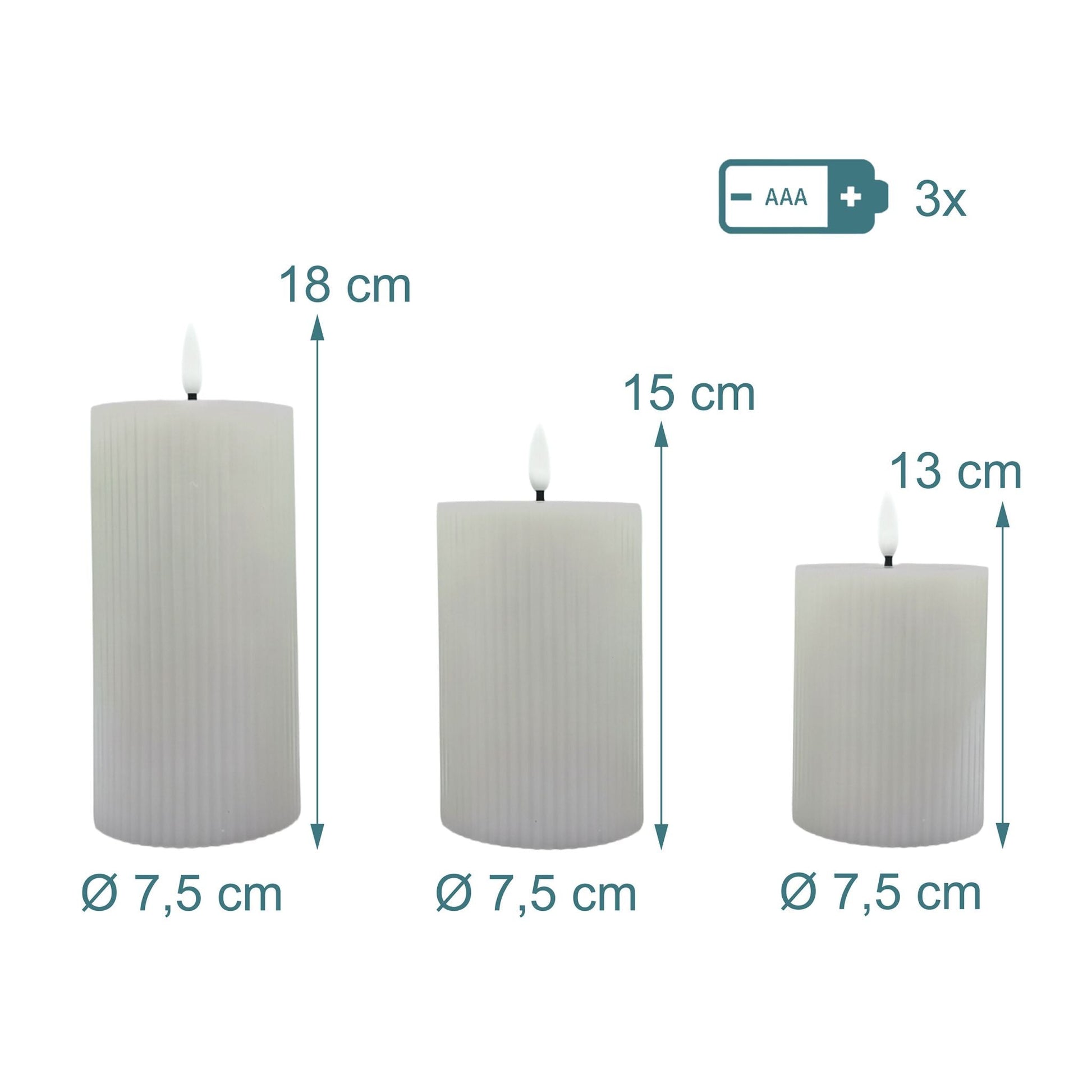 LED Kerzen 3er-Set Grau von Relaxdays