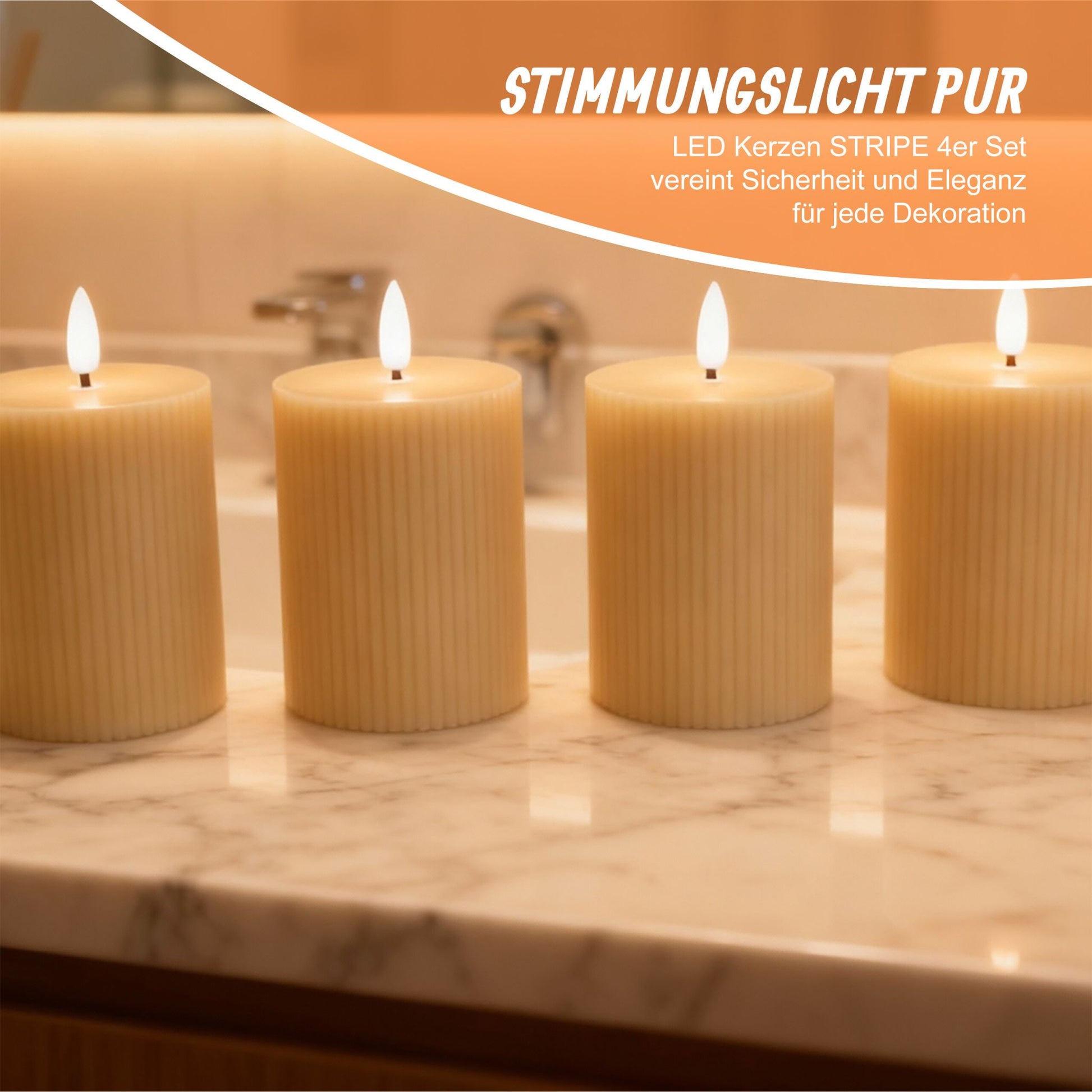 LED Kerzen 4er-Set 13cm Beige von Relaxdays
