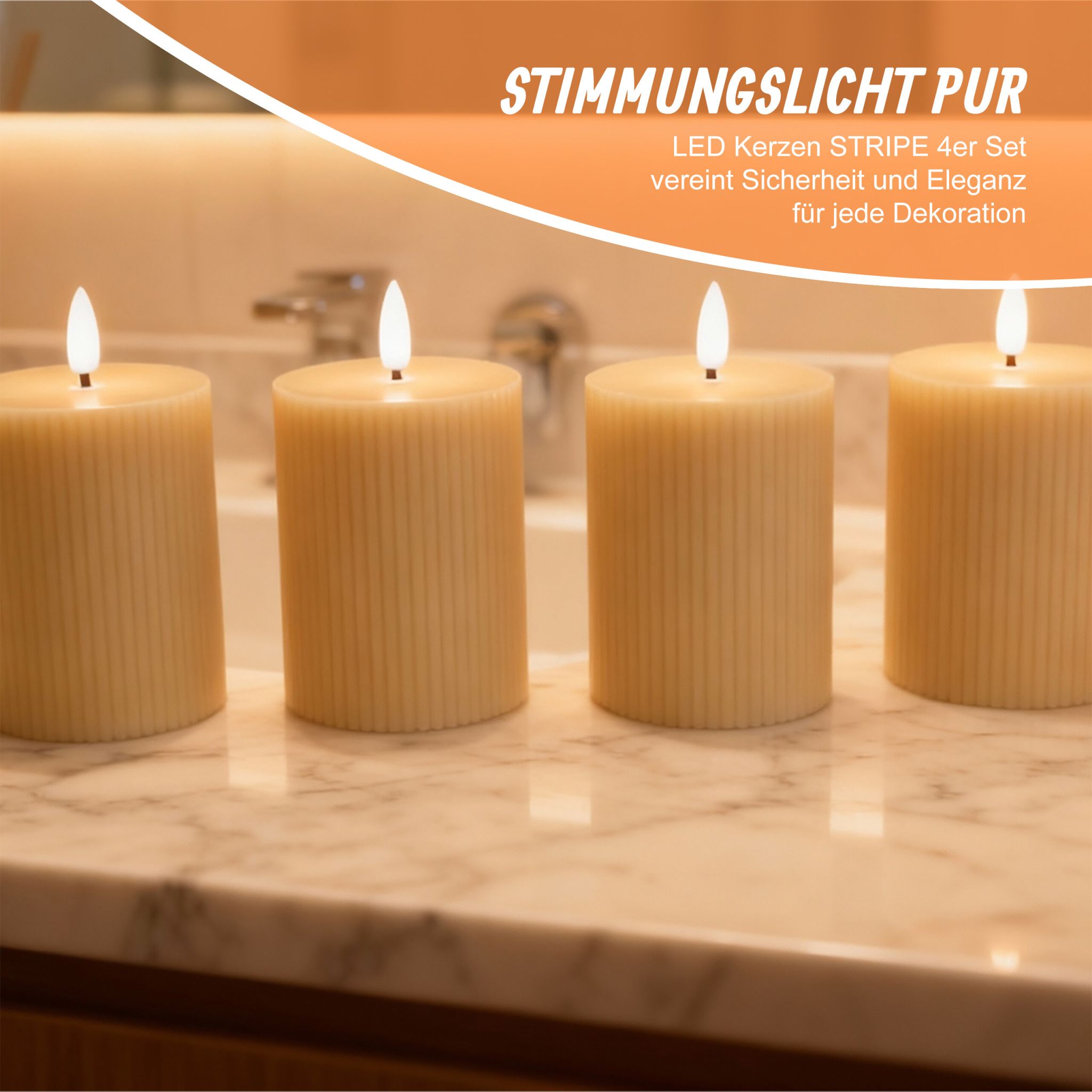 LED Kerzen 4er-Set 13cm Beige von Relaxdays