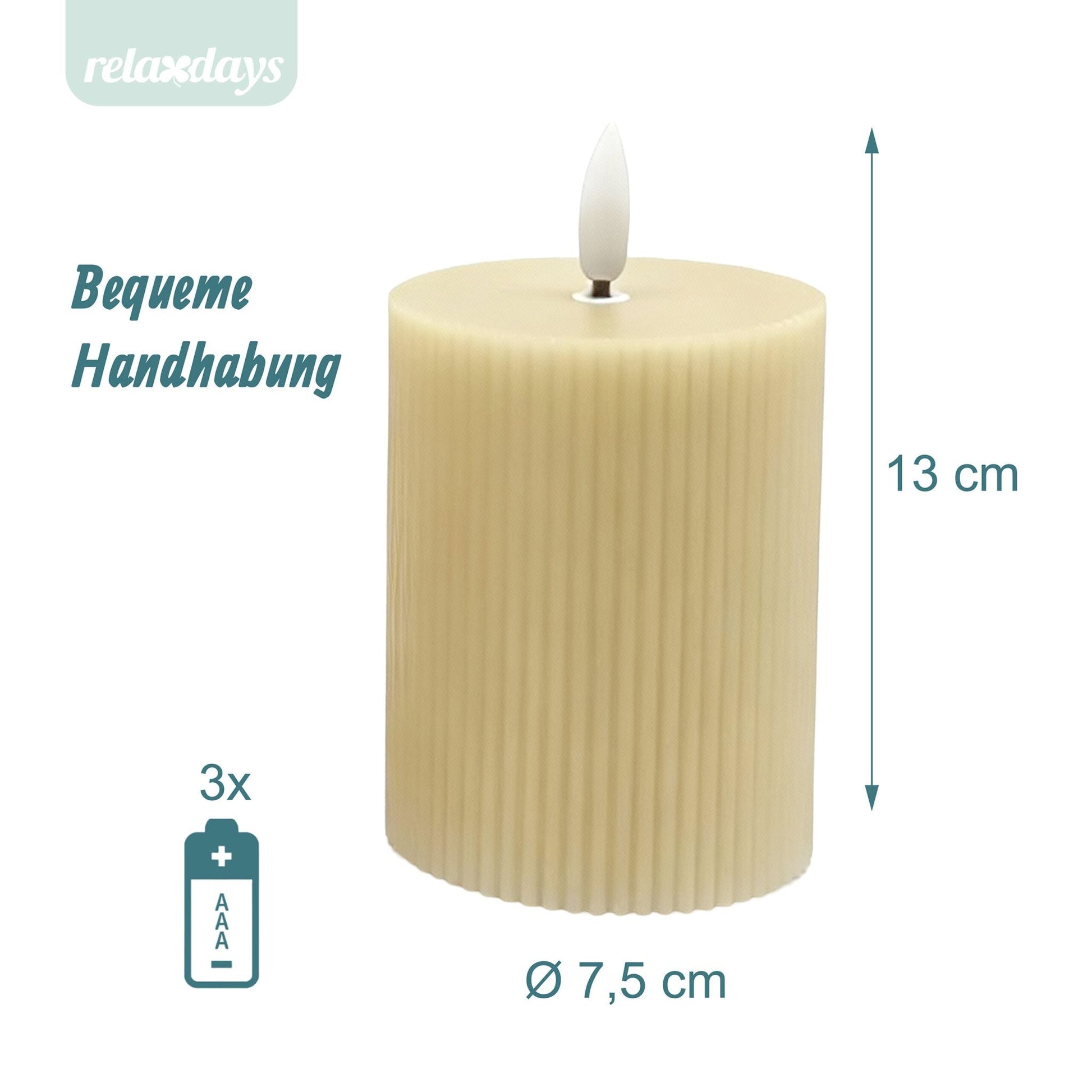 LED Kerzen 4er-Set 13cm Beige von Relaxdays