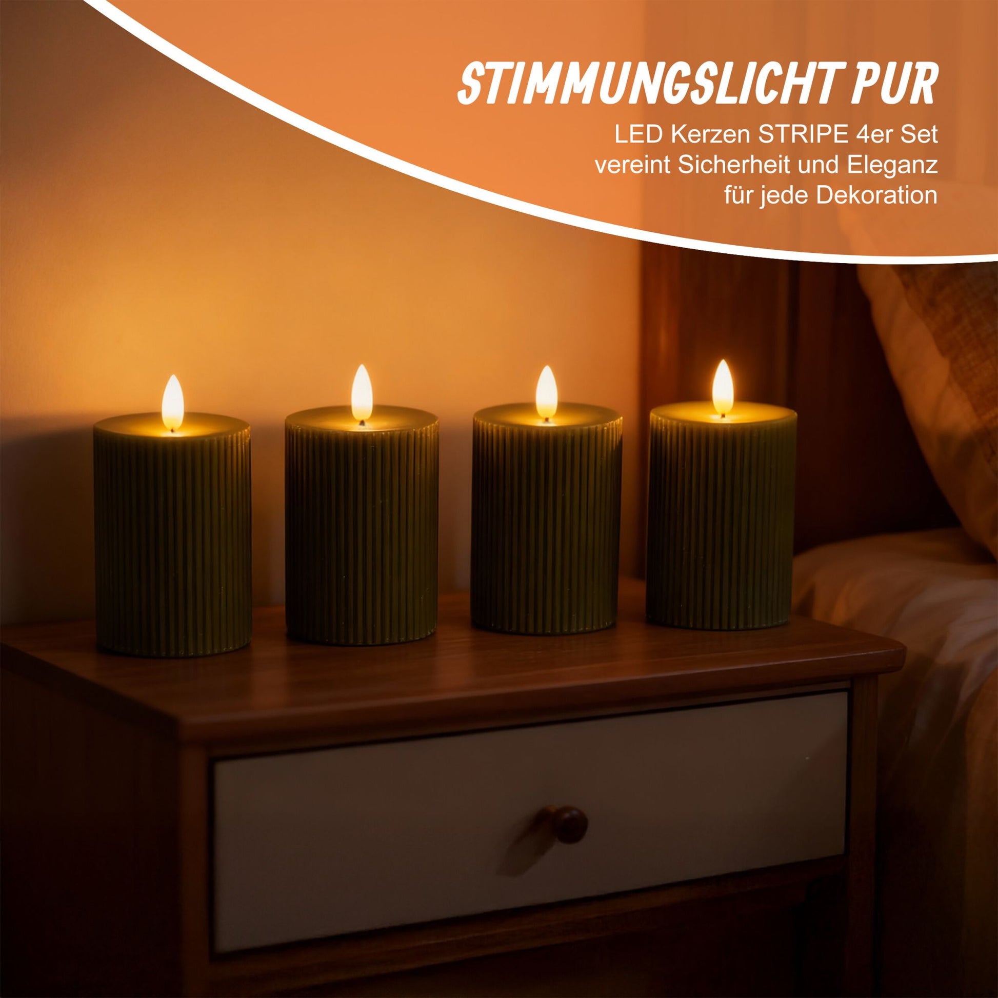 LED Kerzen 4er-Set 13cm Dunkelgrün von Relaxdays