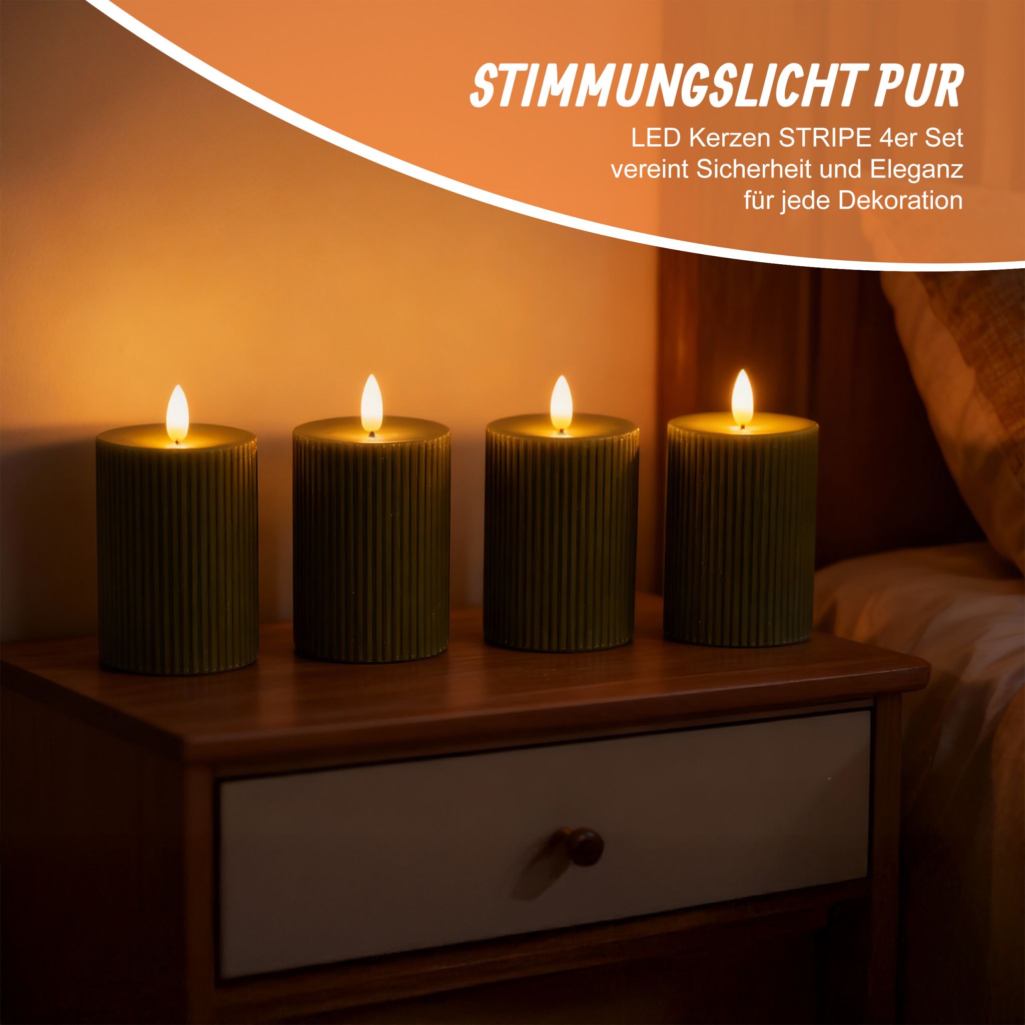 LED Kerzen 4er-Set 13cm Dunkelgrün von Relaxdays