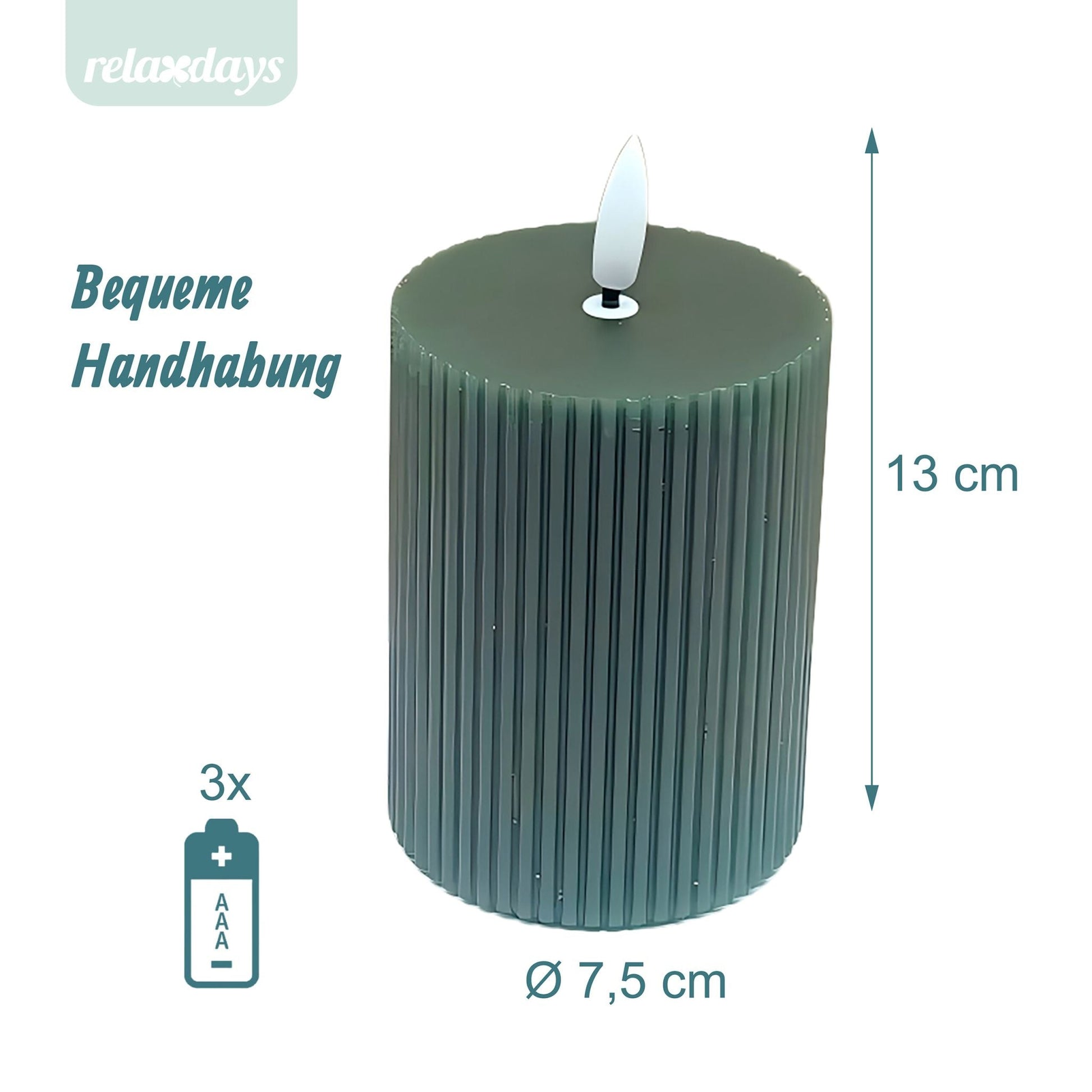 LED Kerzen 4er-Set 13cm Dunkelgrün von Relaxdays