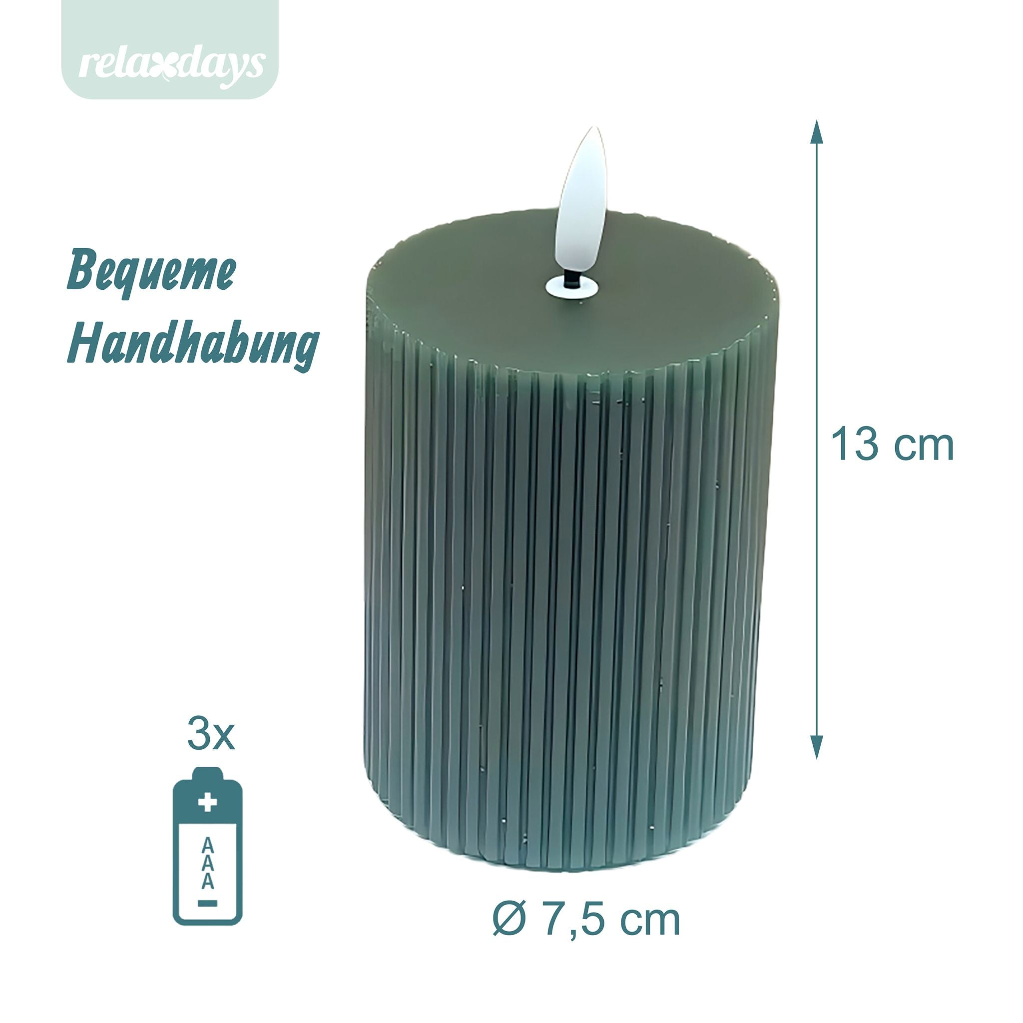 LED Kerzen 4er-Set 13cm Dunkelgrün von Relaxdays