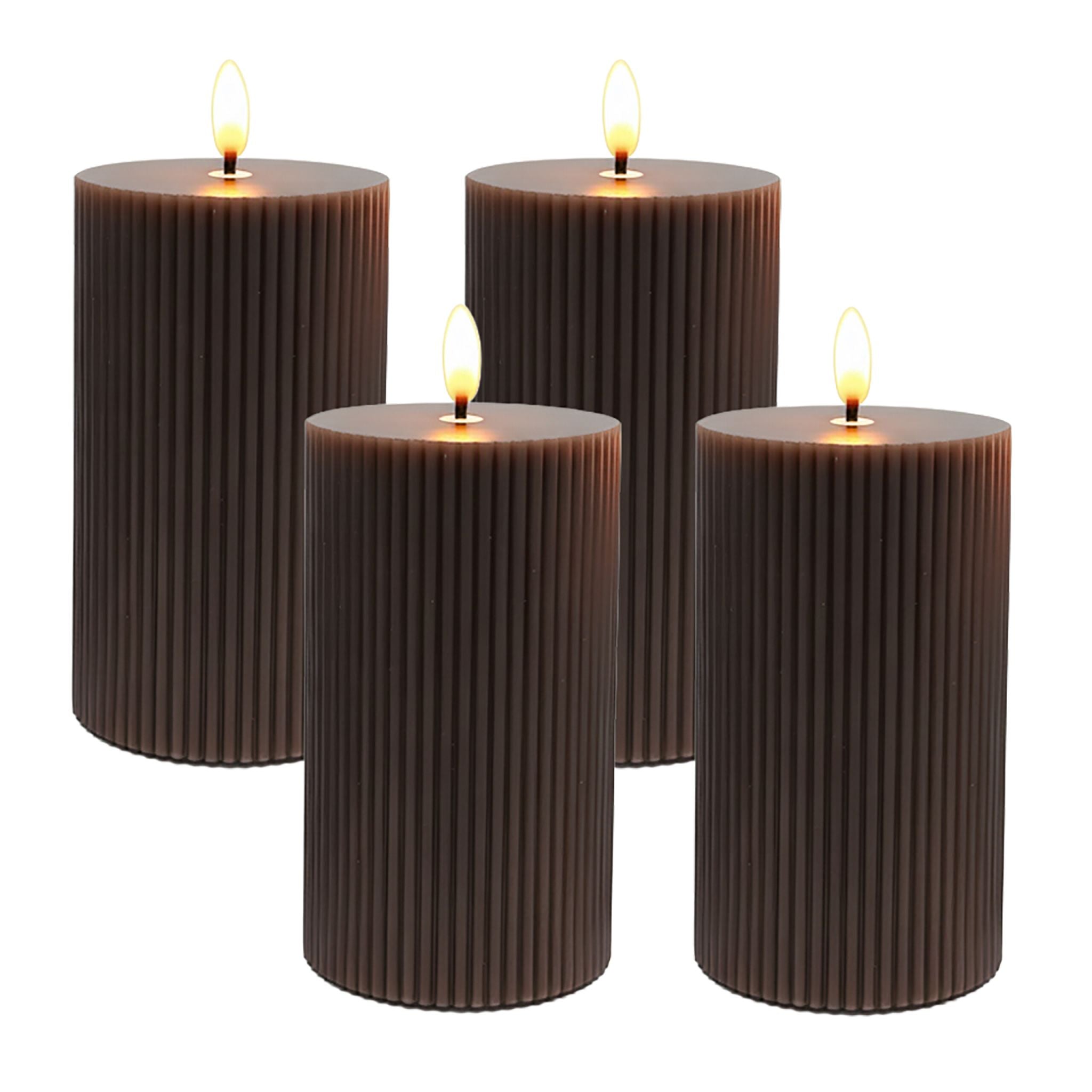 LED Kerzen 4er-Set 13cm Braun von Relaxdays