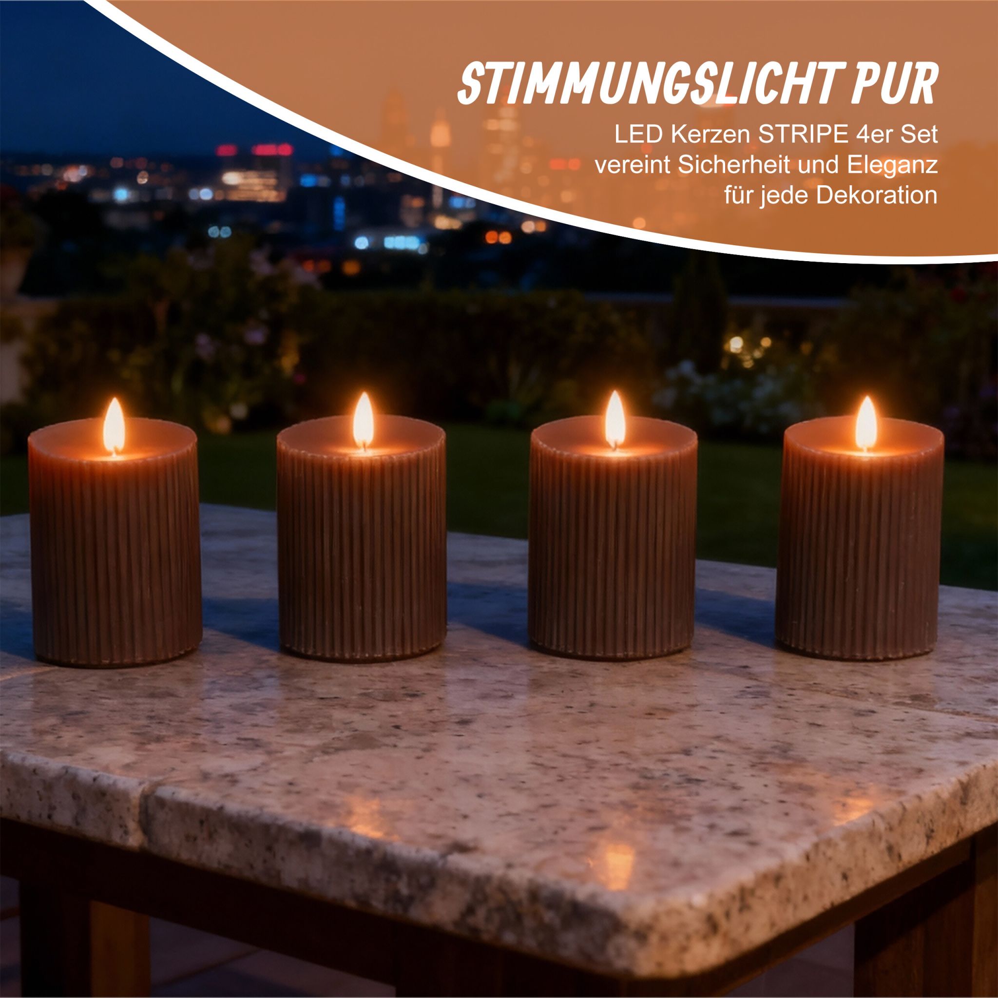 LED Kerzen 4er-Set 13cm Braun von Relaxdays
