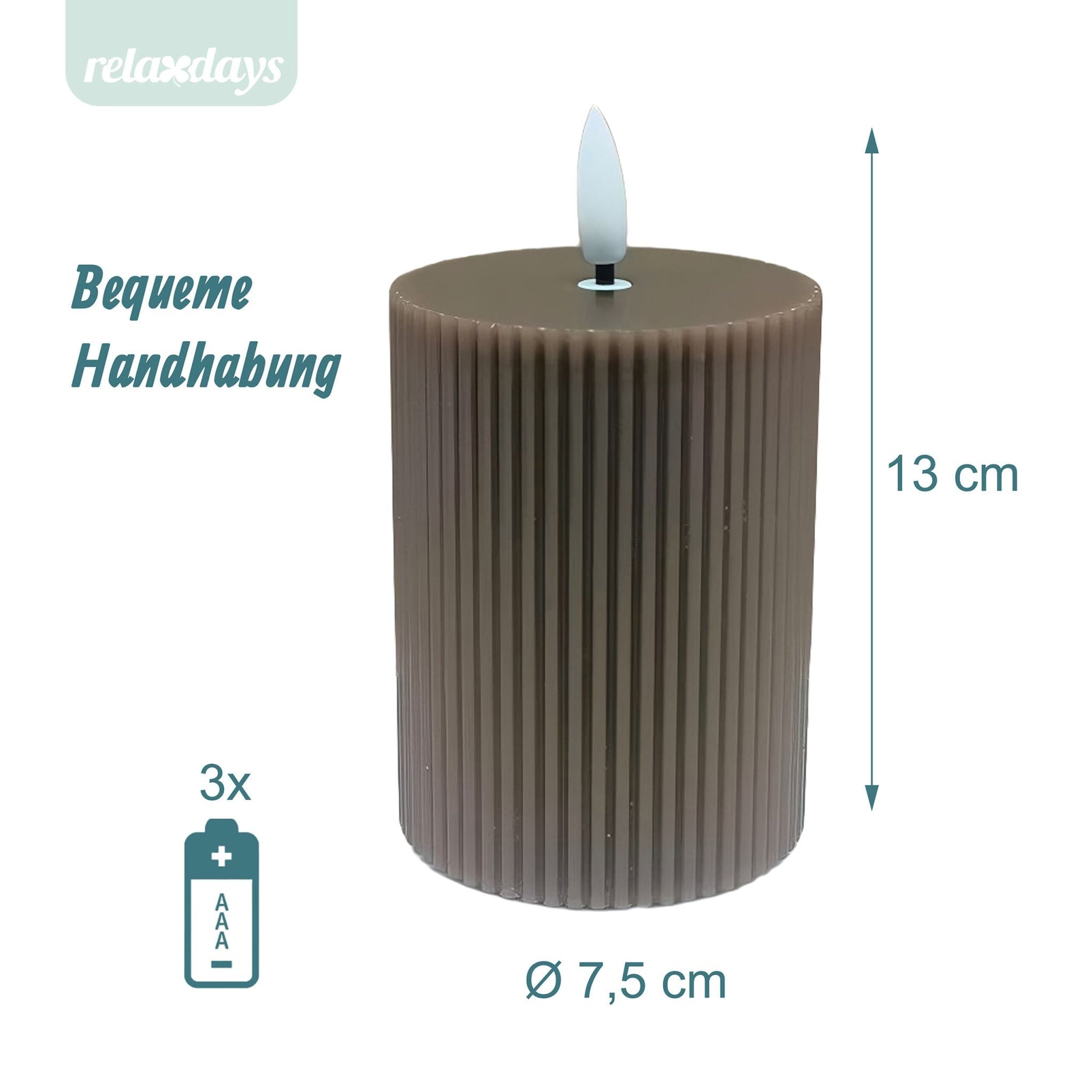 LED Kerzen 4er-Set 13cm Braun von Relaxdays
