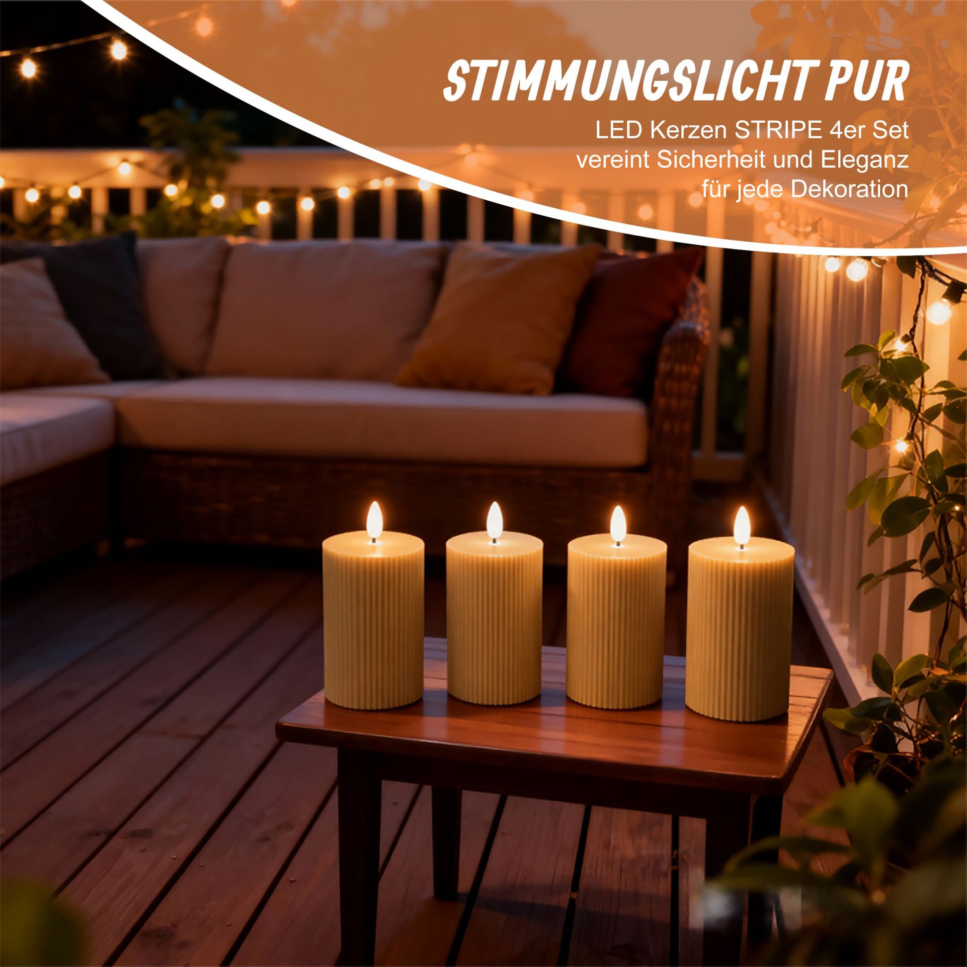 LED Kerzen 4er-Set 13cm Hellbraun von Relaxdays