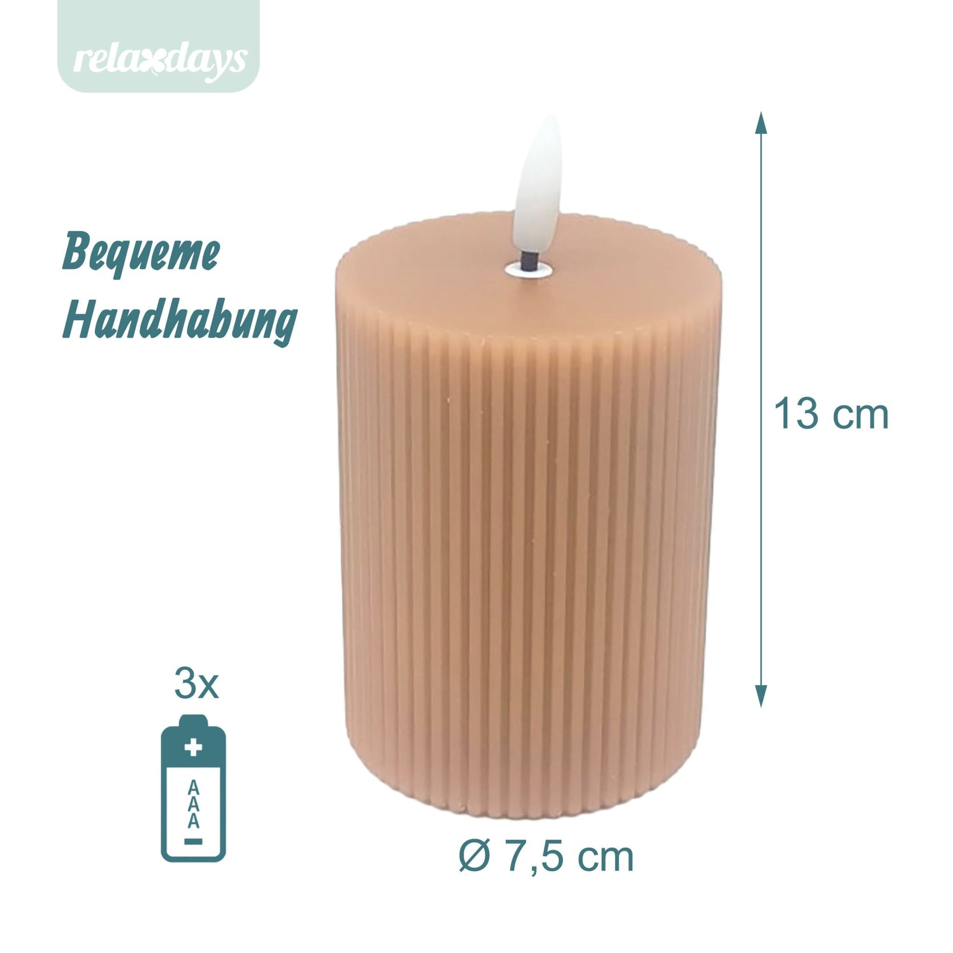 LED Kerzen 4er-Set 13cm Hellbraun von Relaxdays