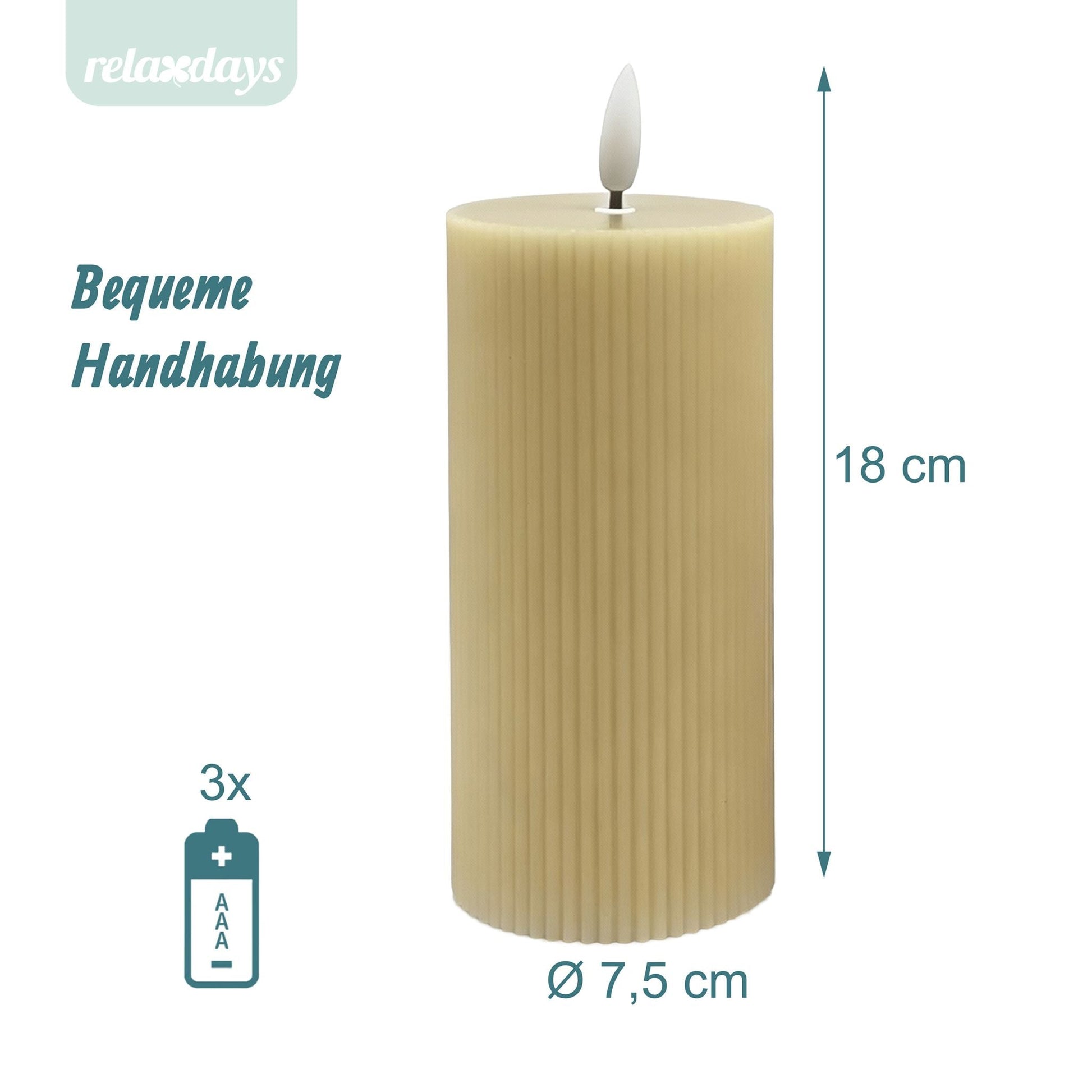 LED Kerzen 4er-Set 18cm Beige von Relaxdays