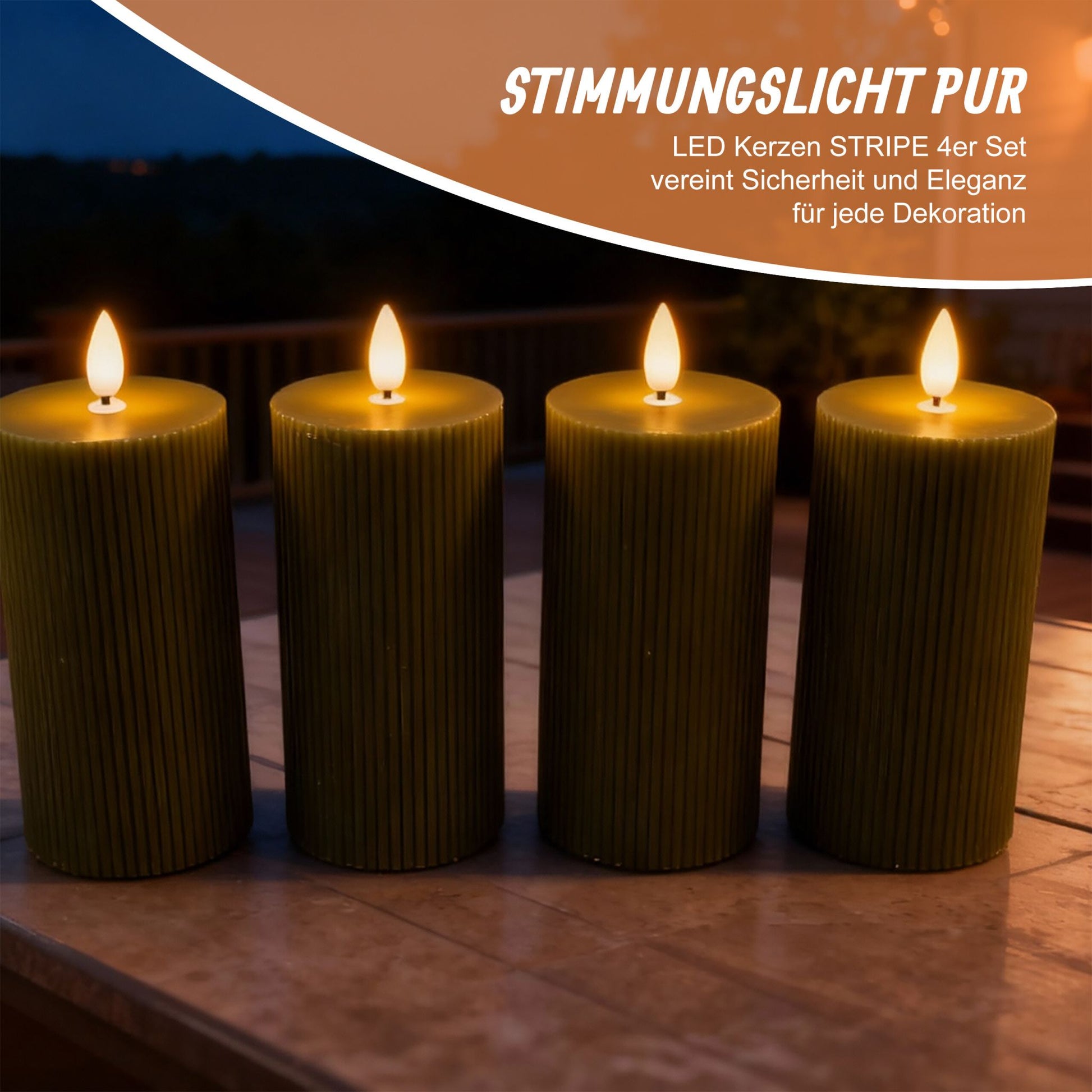 LED Kerzen 4er-Set 18cm Dunkelgrün von Relaxdays