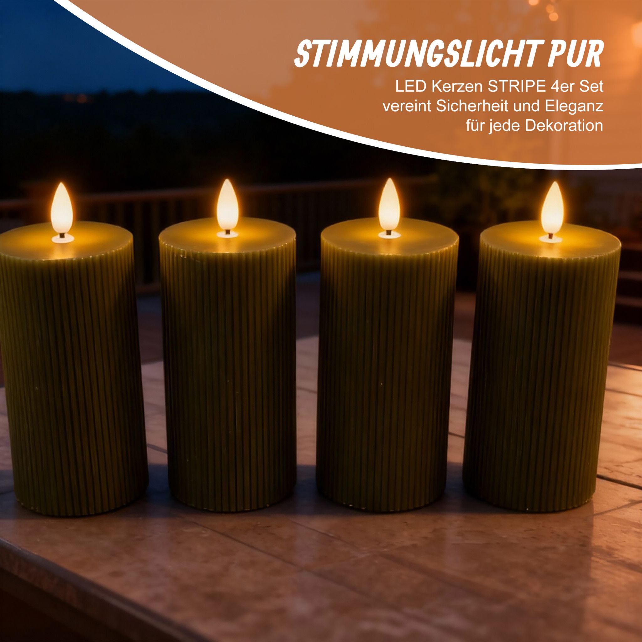 LED Kerzen 4er-Set 18cm Dunkelgrün von Relaxdays