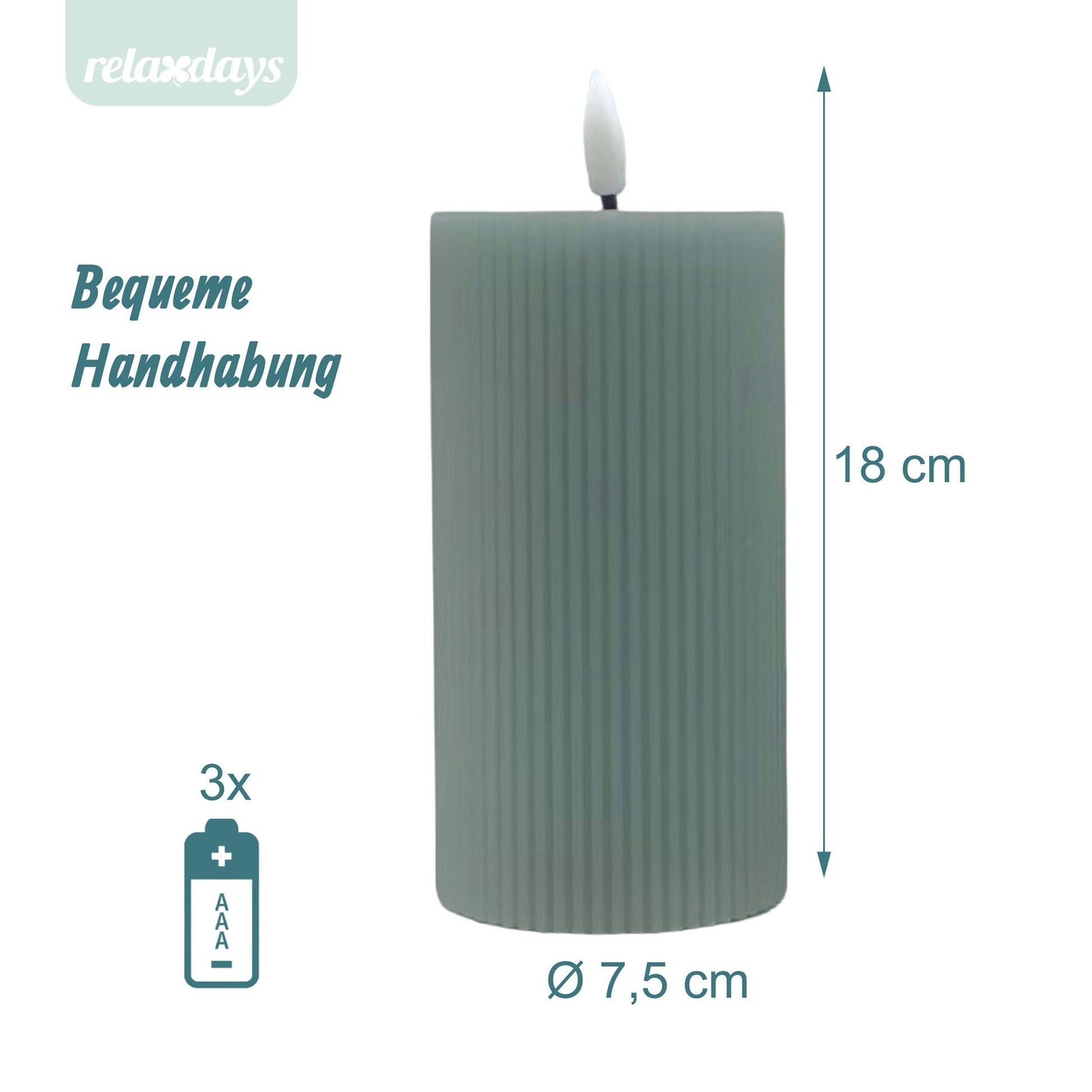 LED Kerzen 4er-Set 18cm Dunkelgrün von Relaxdays