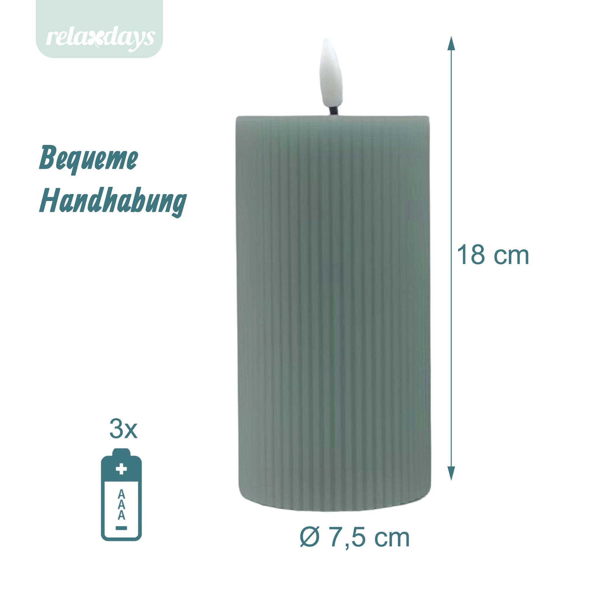 LED Kerzen 4er-Set 18cm Dunkelgrün von Relaxdays