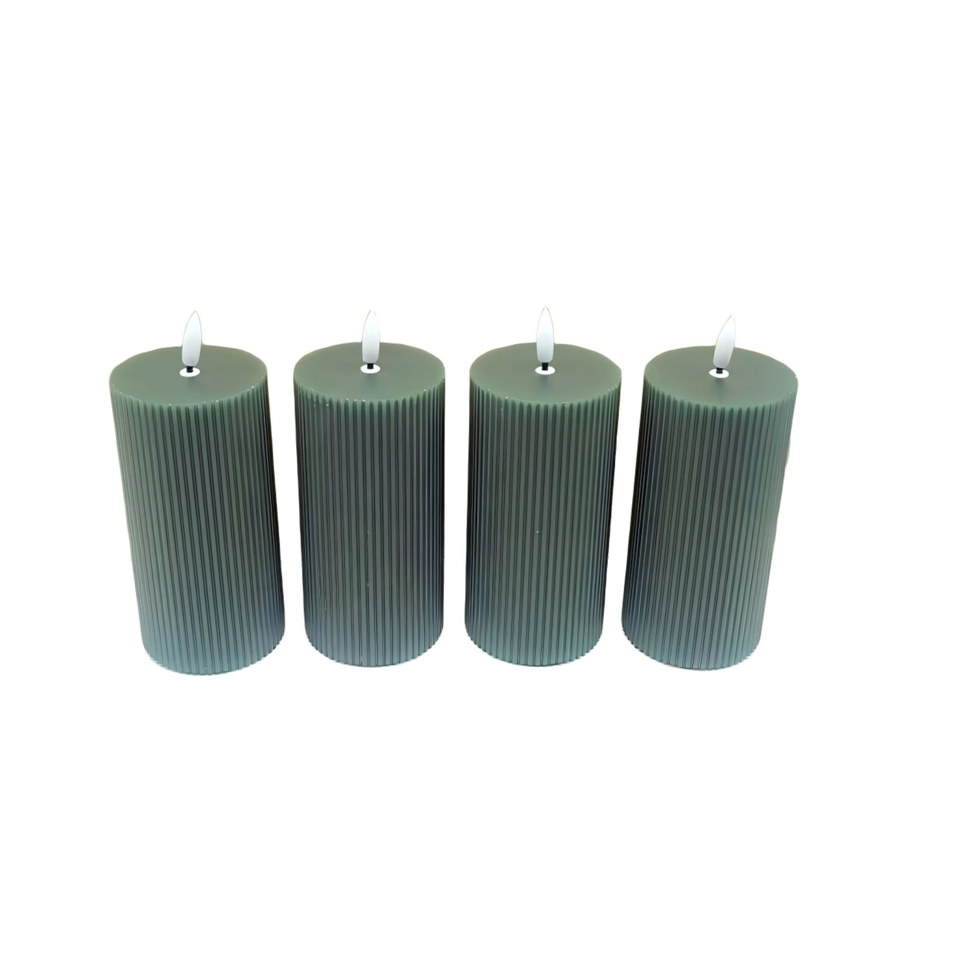 LED Kerzen 4er-Set 18cm Dunkelgrün von Relaxdays