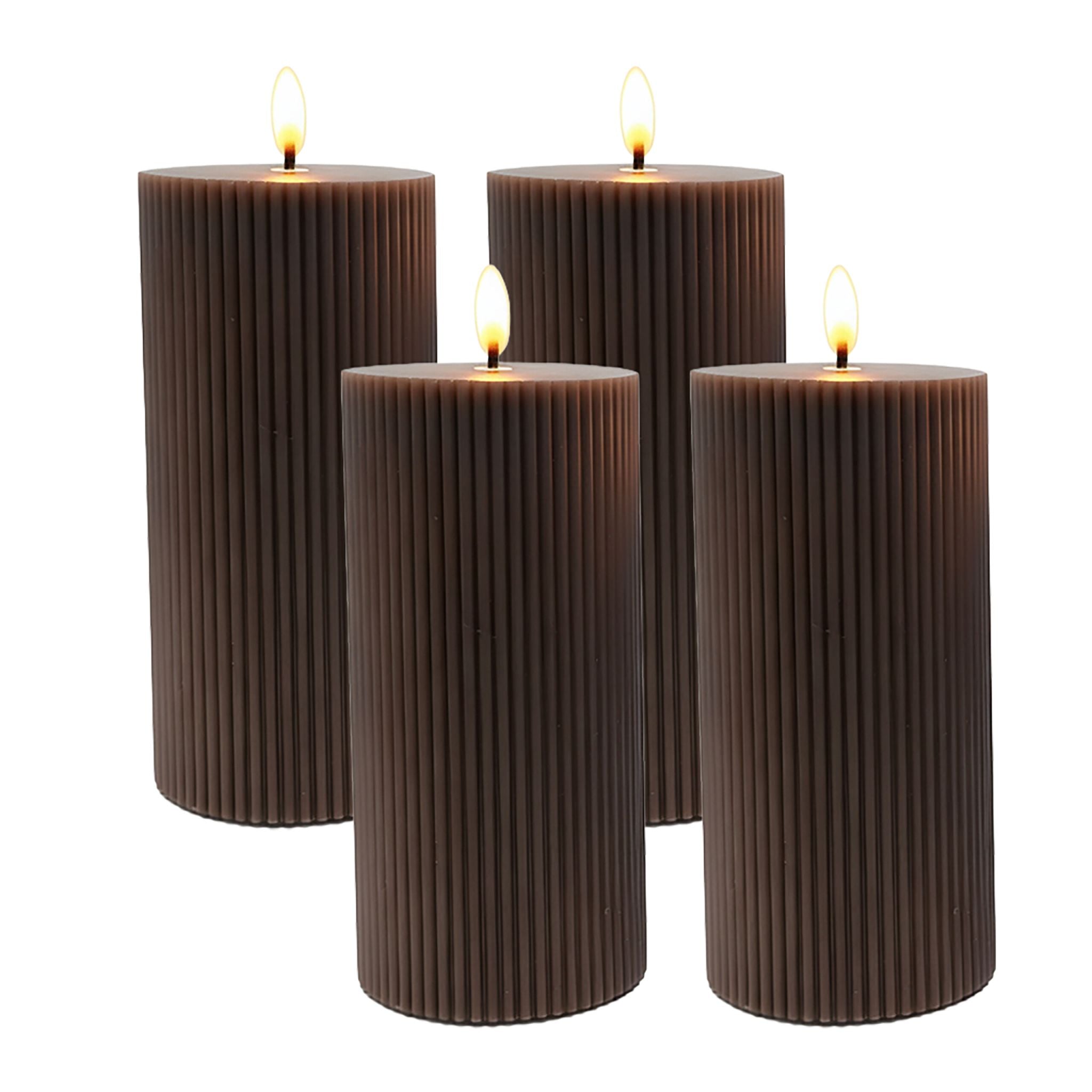 LED Kerzen 4er-Set 18cm Braun von Relaxdays
